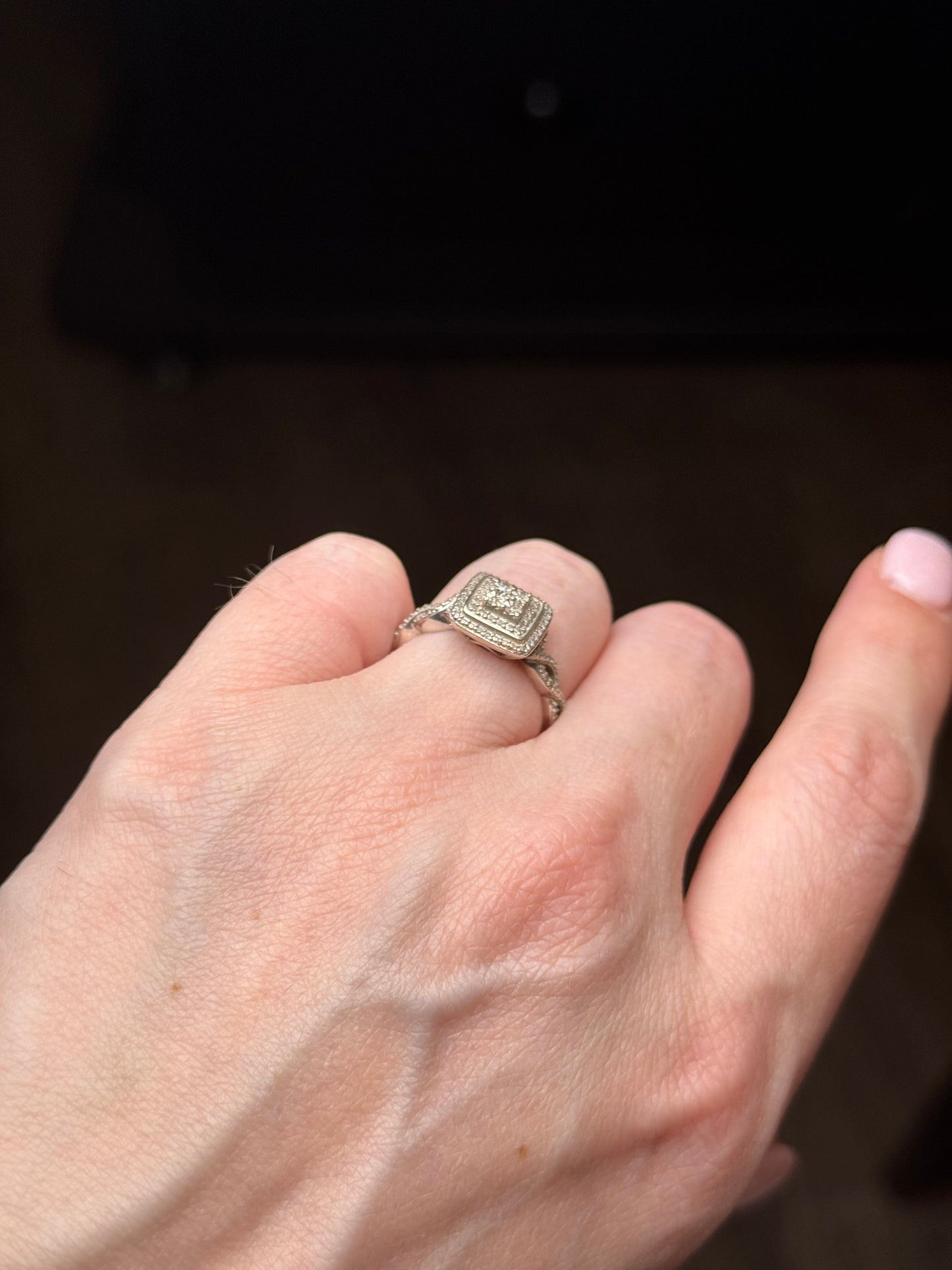 Sterling Diamond Ring - Size 6.75