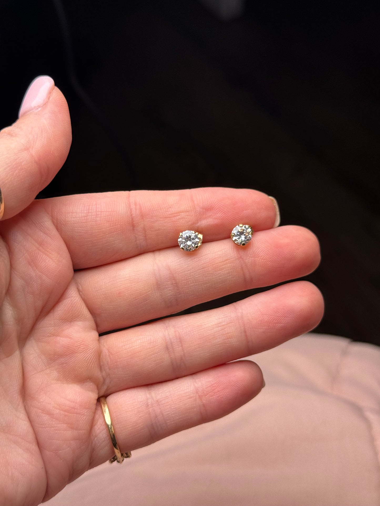 14k CZ studs with backs