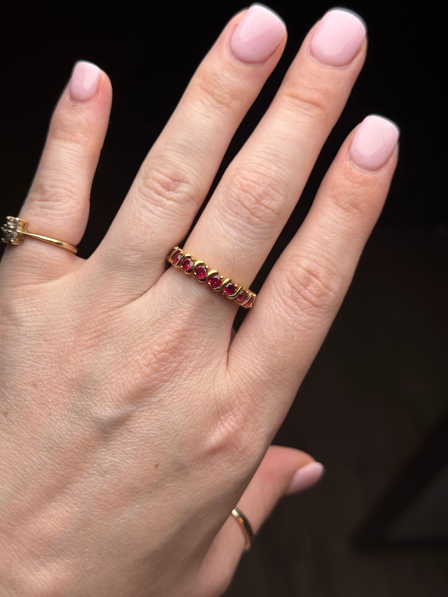 Sterling Vermeil Ruby Eternity Band - Size 9