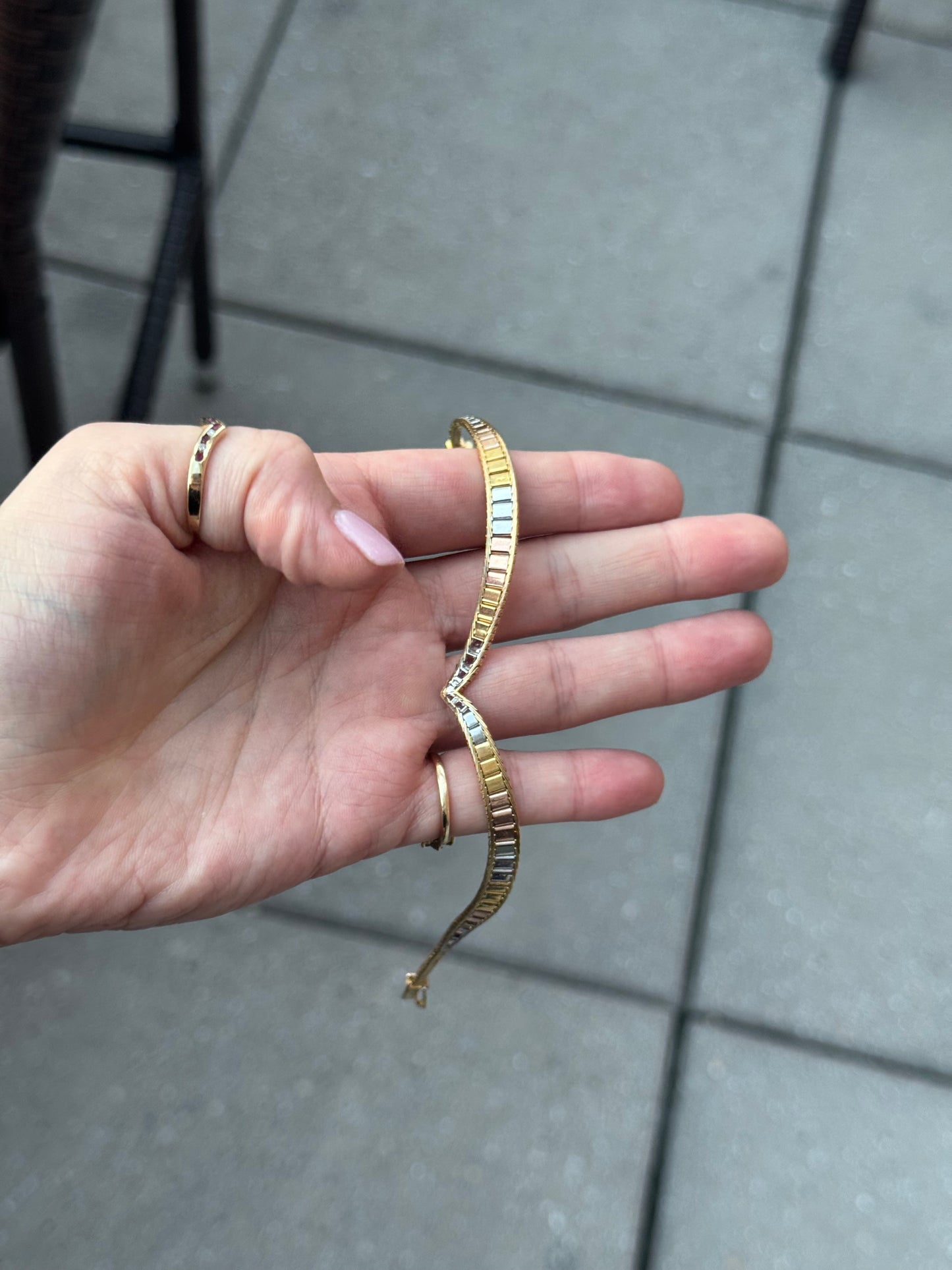 Sterling tri tone - double sided bracelet - size 7.25