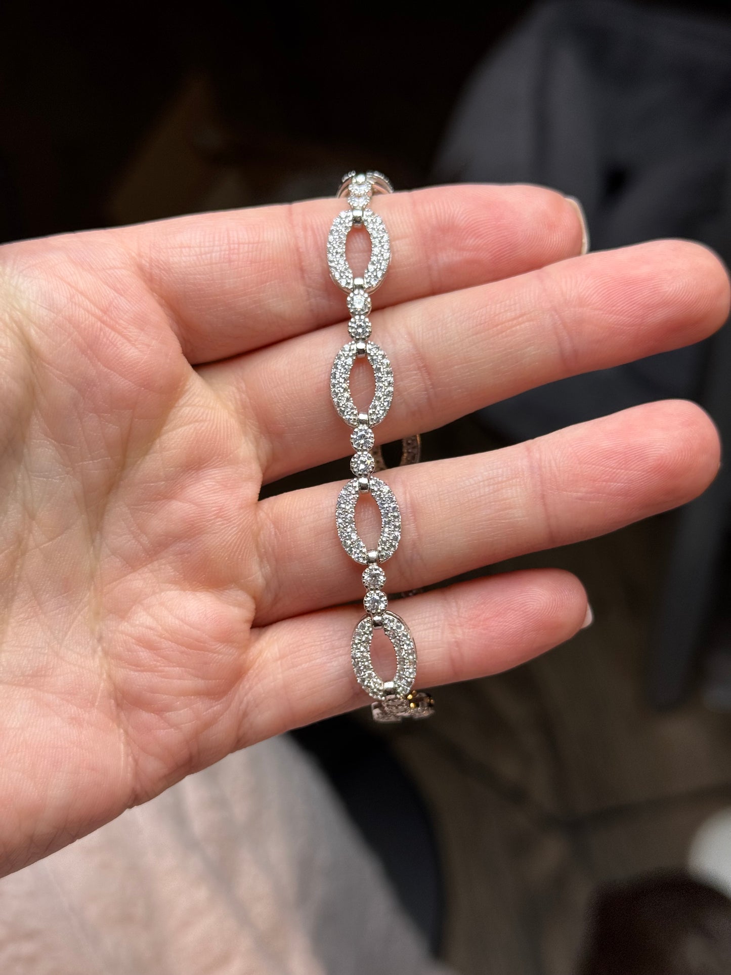 Sterling Glass or CZ Bracelet - Size 6.5