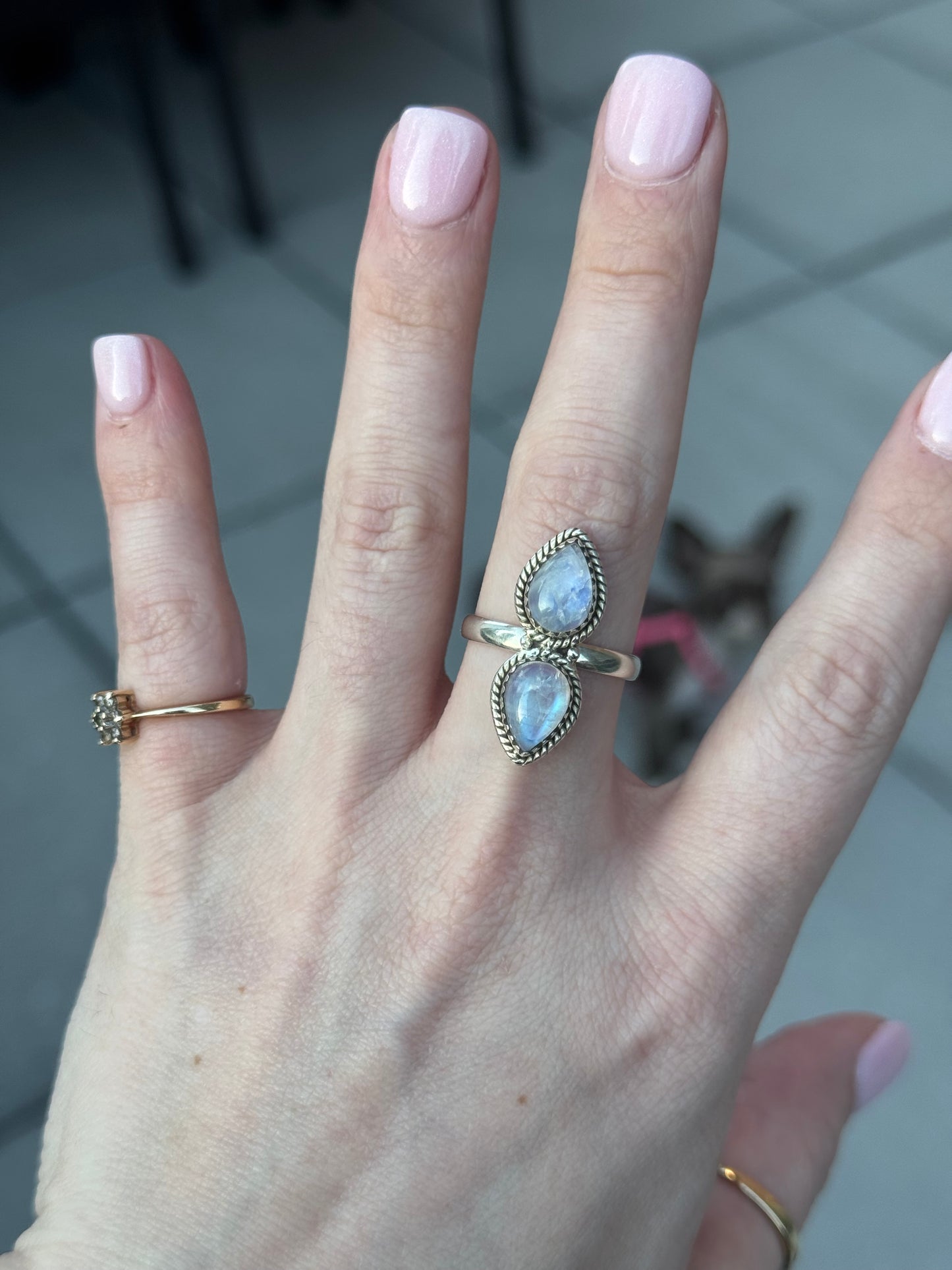 Sterling Silver Moonstone Ring – Size 9