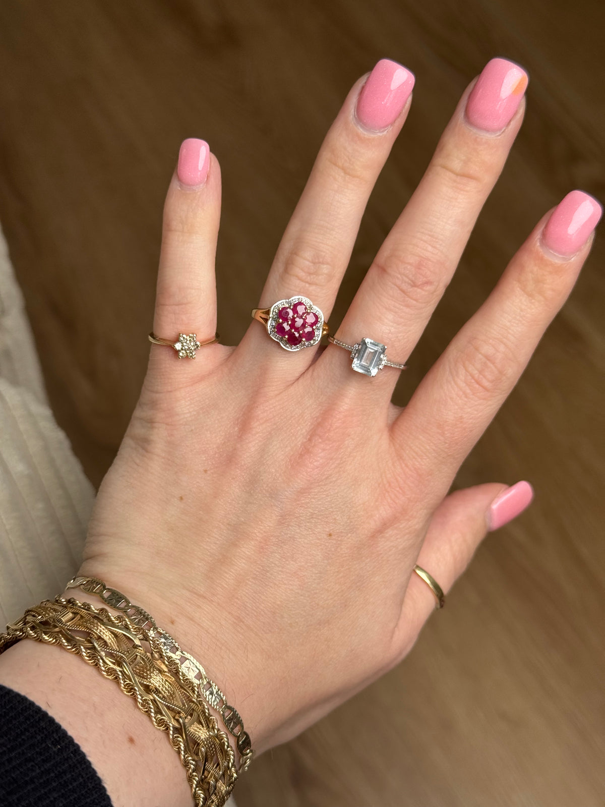 14k Ruby Diamond Ring - size 7-7.25