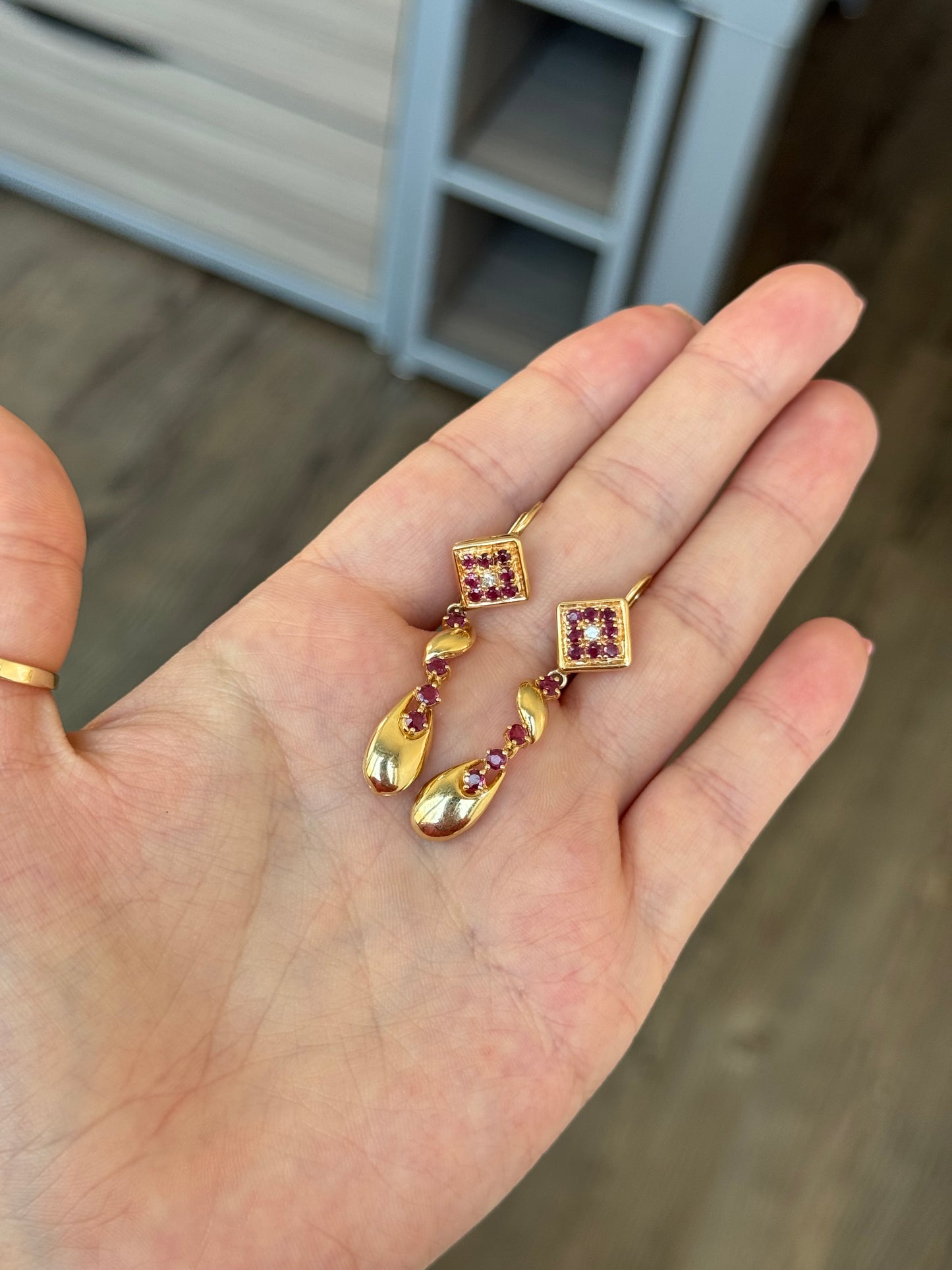 14k Ruby diamond earrings