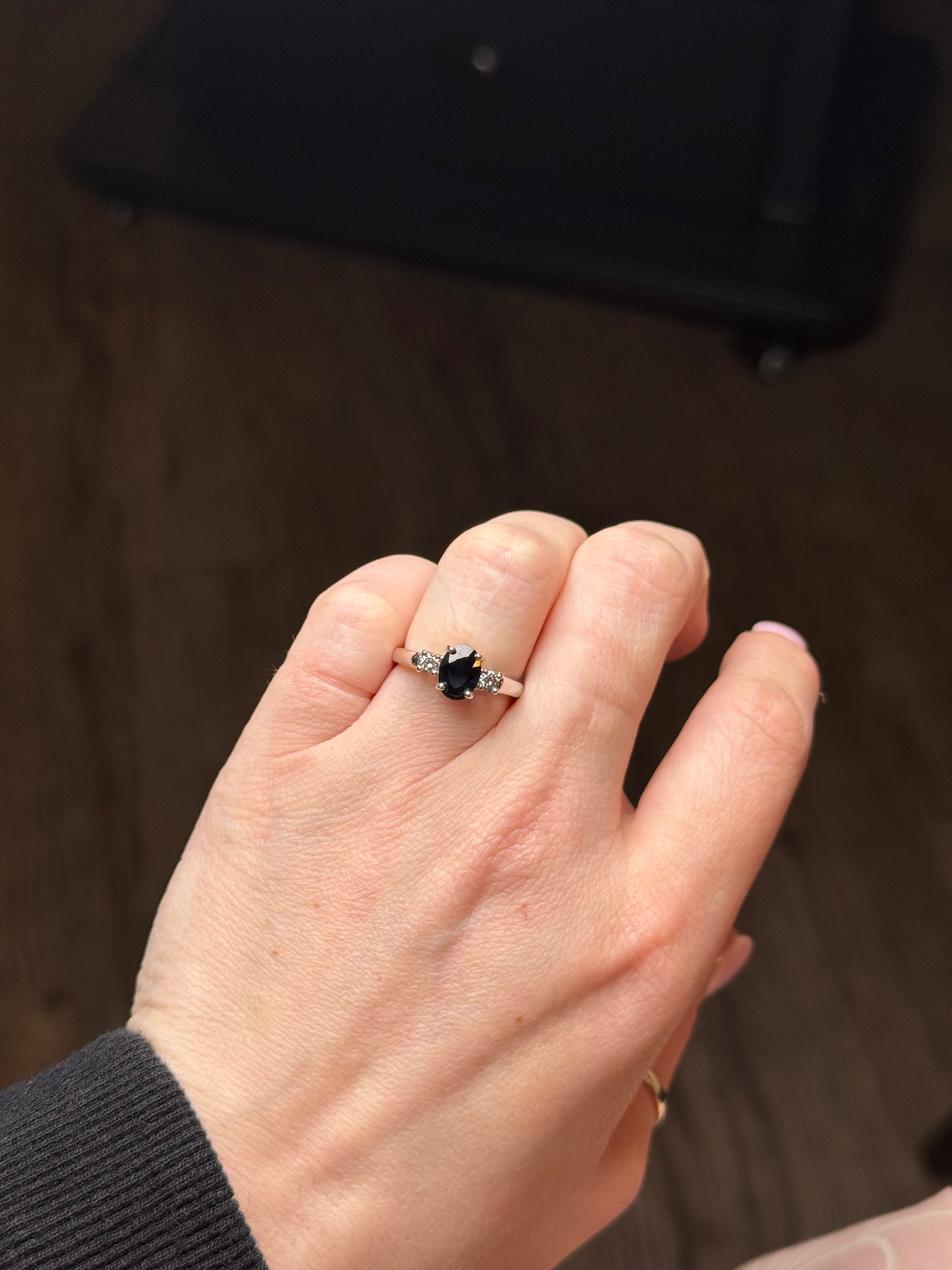 14K White Gold Diamond and Sapphire Ring