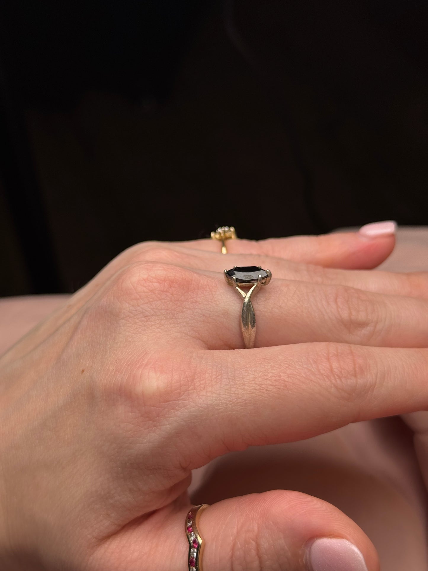 Sterling Onyx Ring Avon - Size 8.75