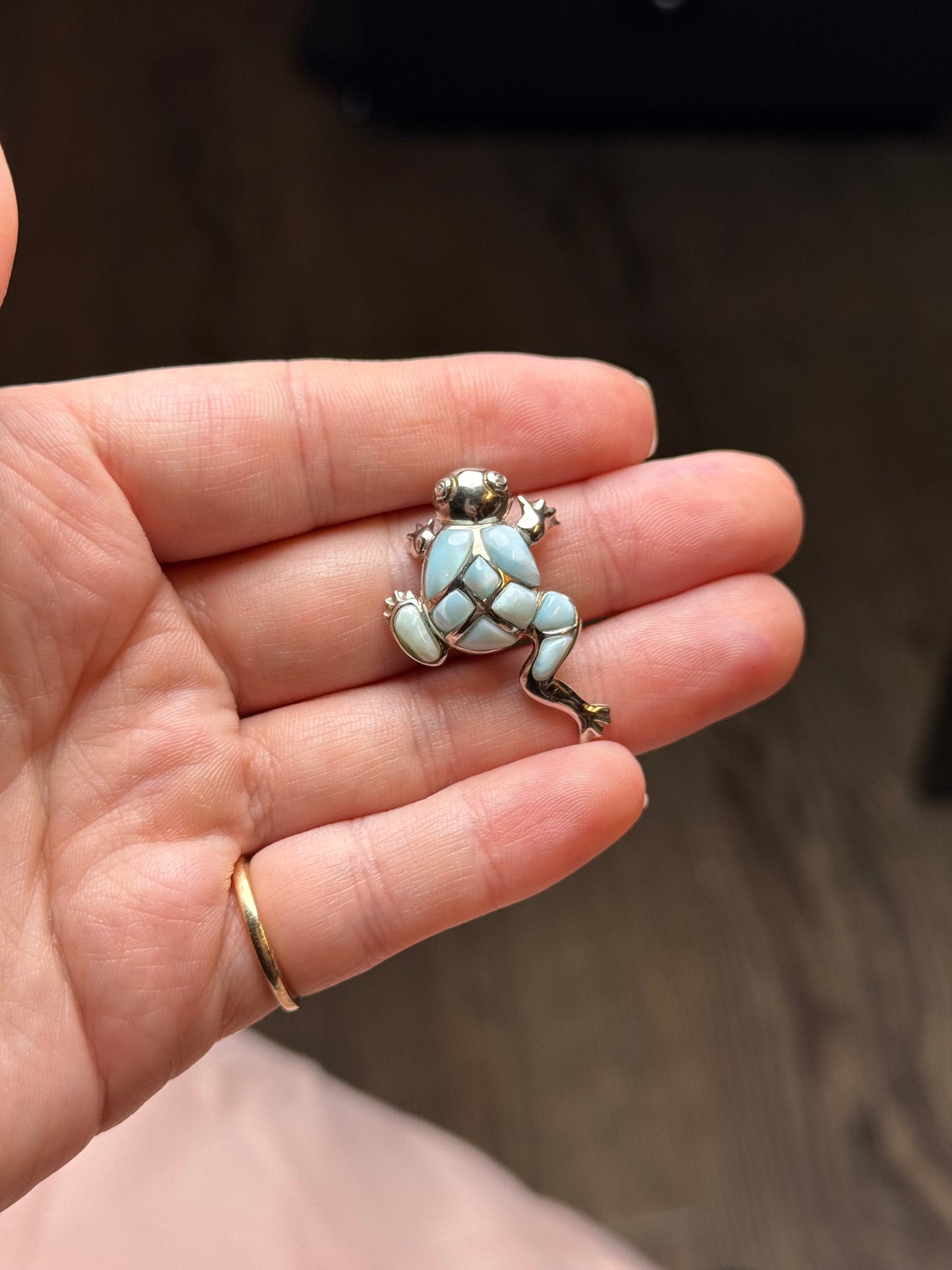 Sterling Larimar Frog Pendant