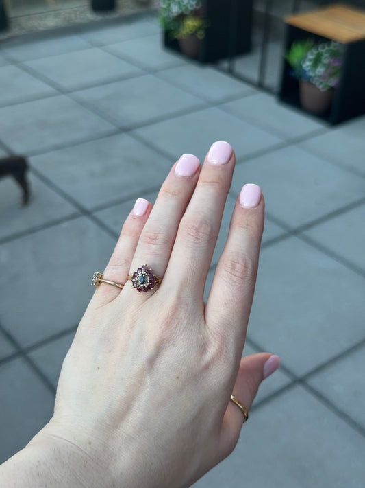 10k Ruby, Sapphire, Diamond Ring - Size 7.75