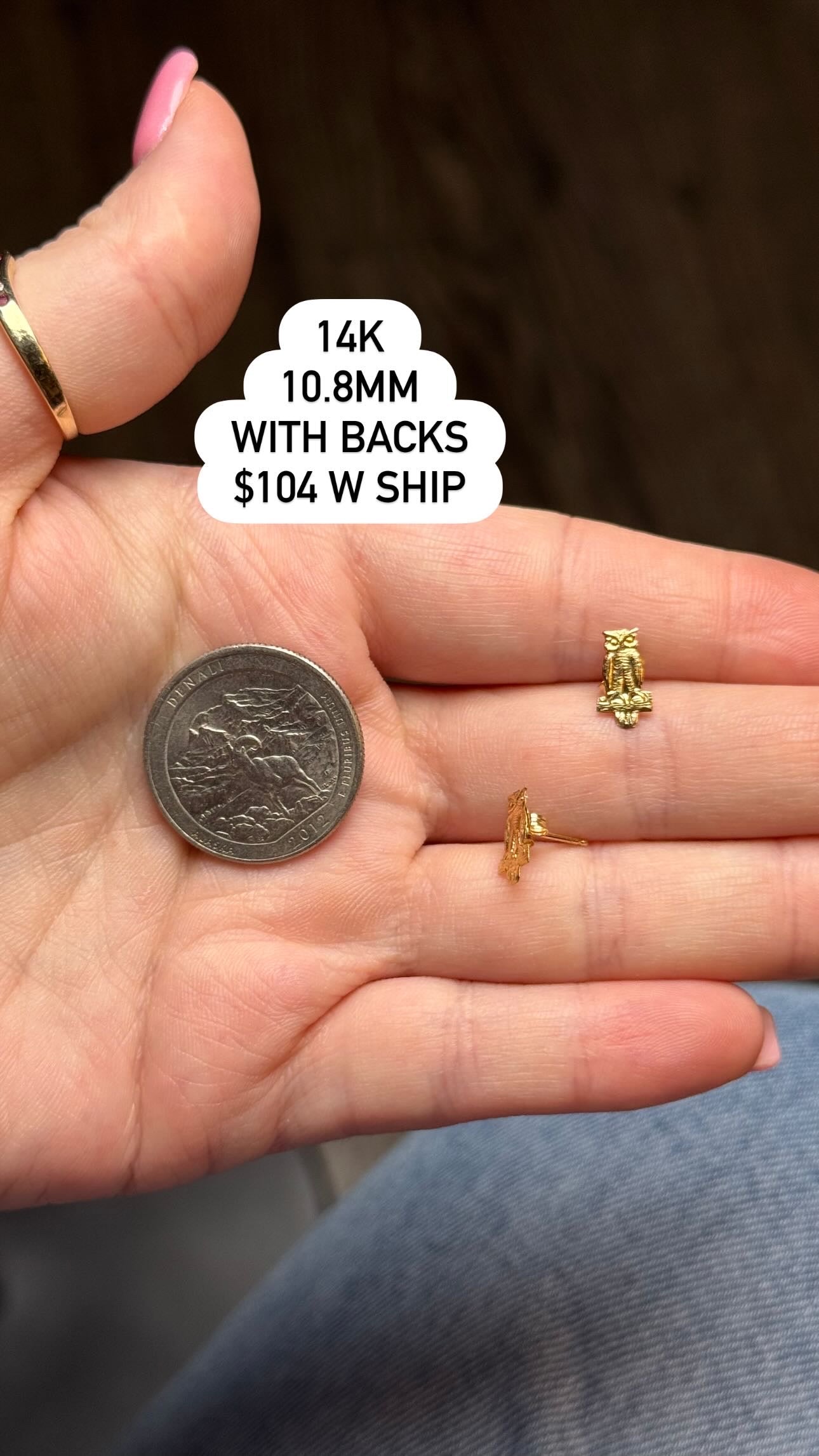 14k owl studs