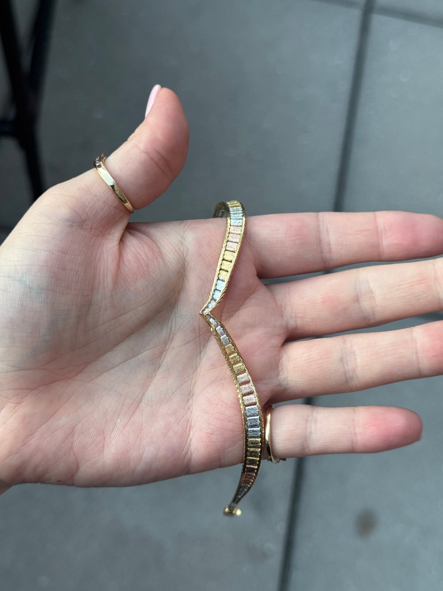 Sterling tri tone - double sided bracelet - size 7.25