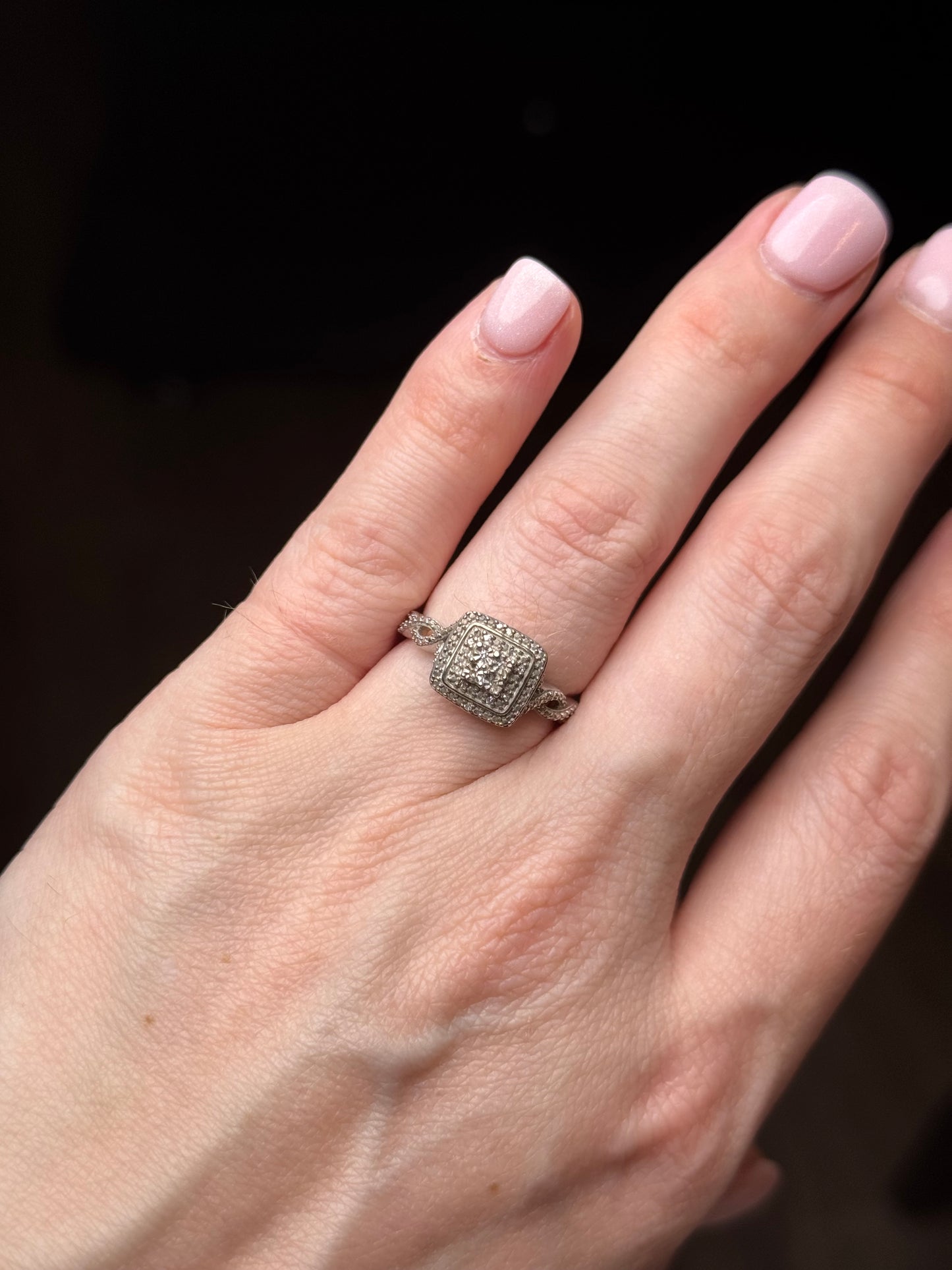 Sterling Diamond Ring - Size 6.75