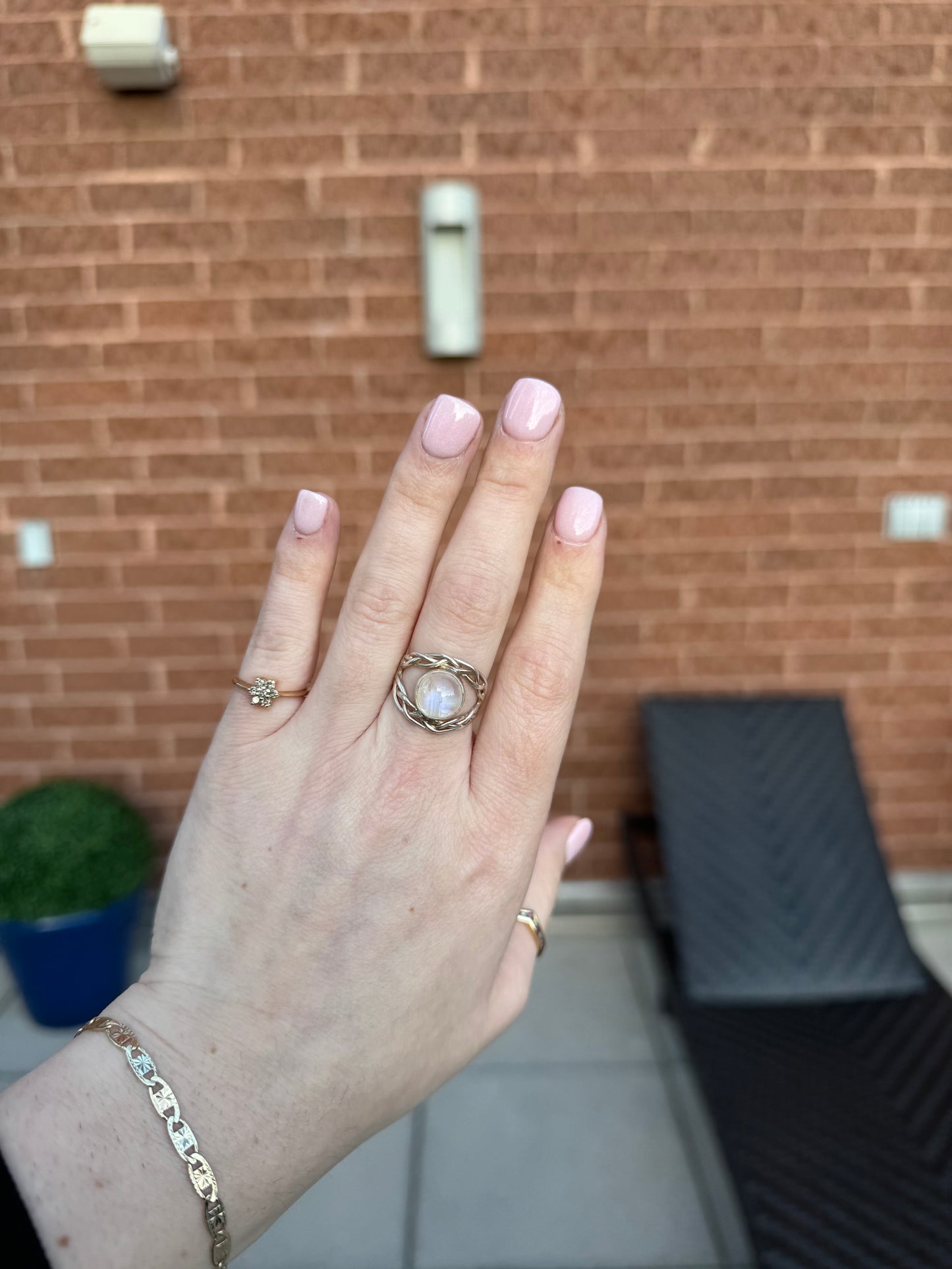Sterling Silver Moonstone Ring - Size 8