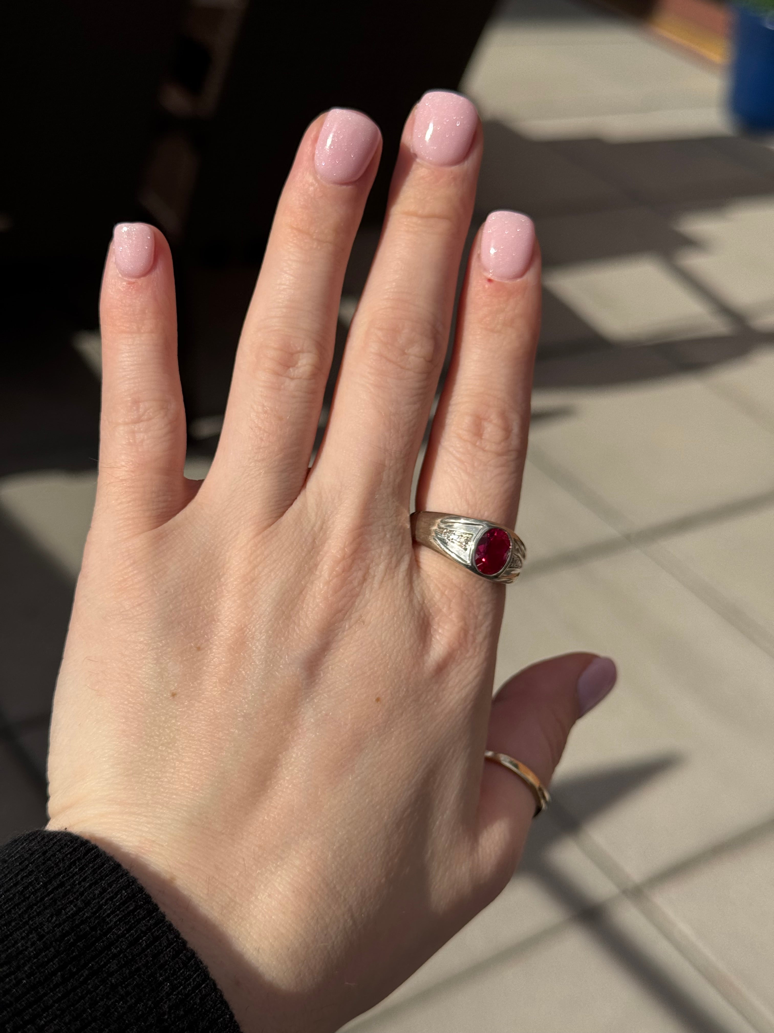 Sterling Silver Ruby & Diamond Ring – Size 10.75