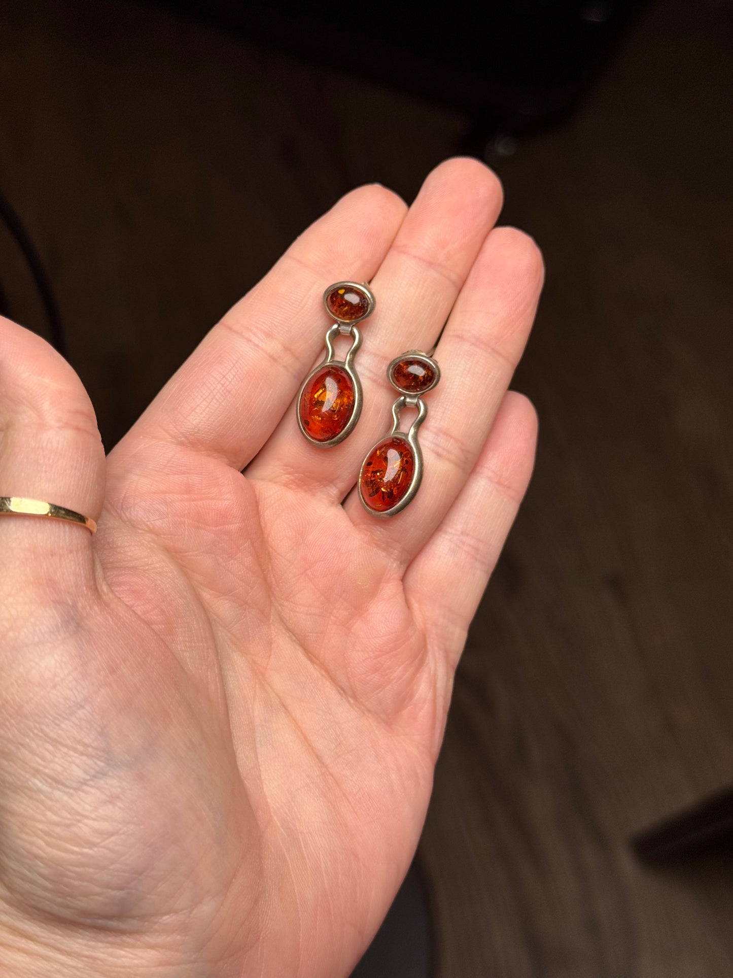 Sterling Amber Earrings