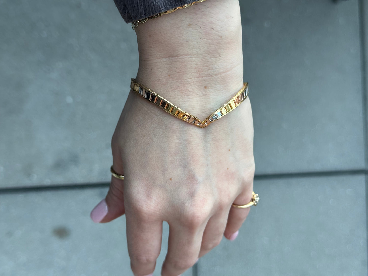 Sterling tri tone - double sided bracelet - size 7.25