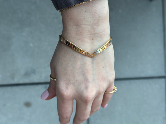 Sterling tri tone - double sided bracelet - size 7.25