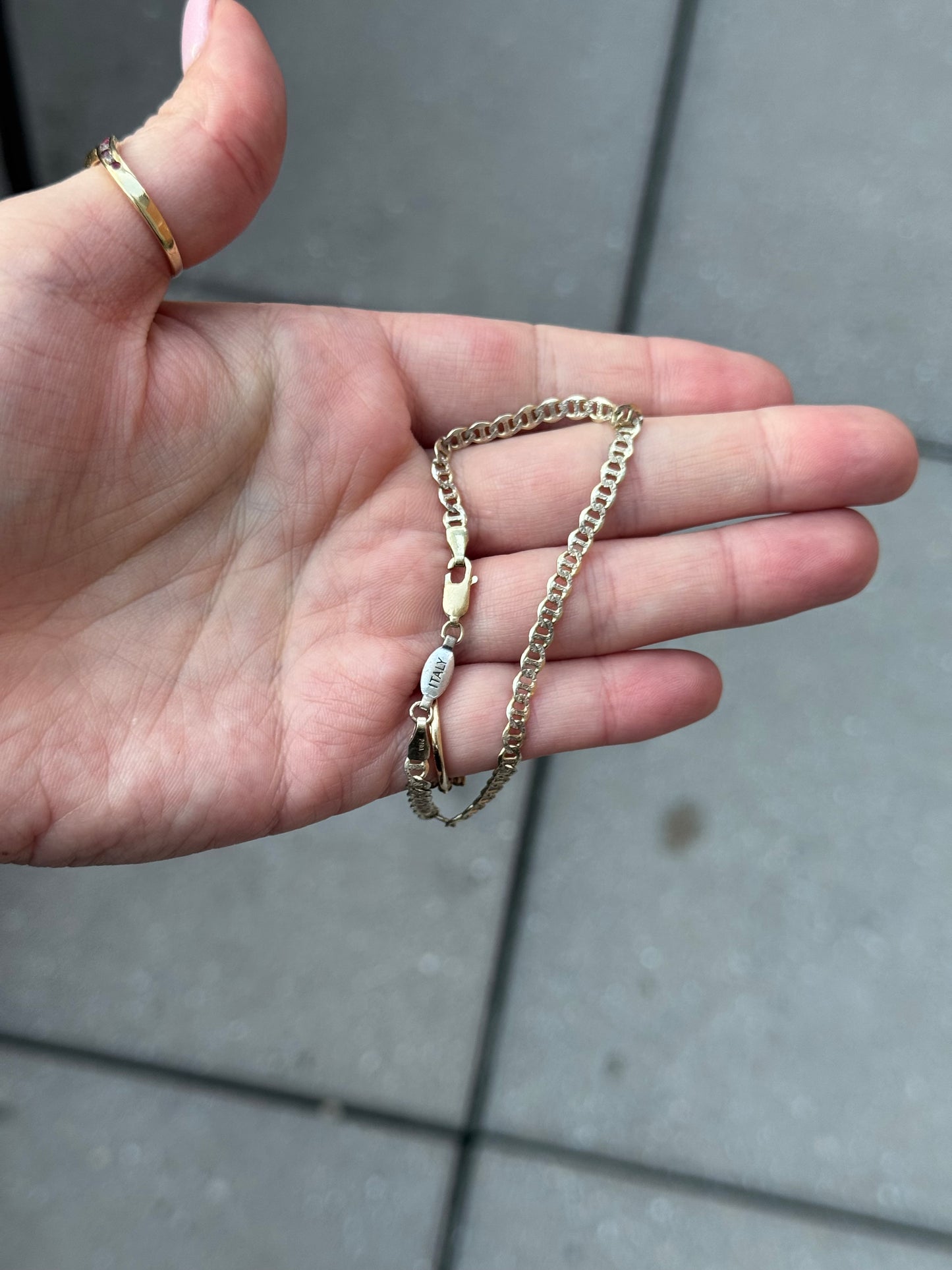 Sterling vermeil bracelet - two sided - size 7.5