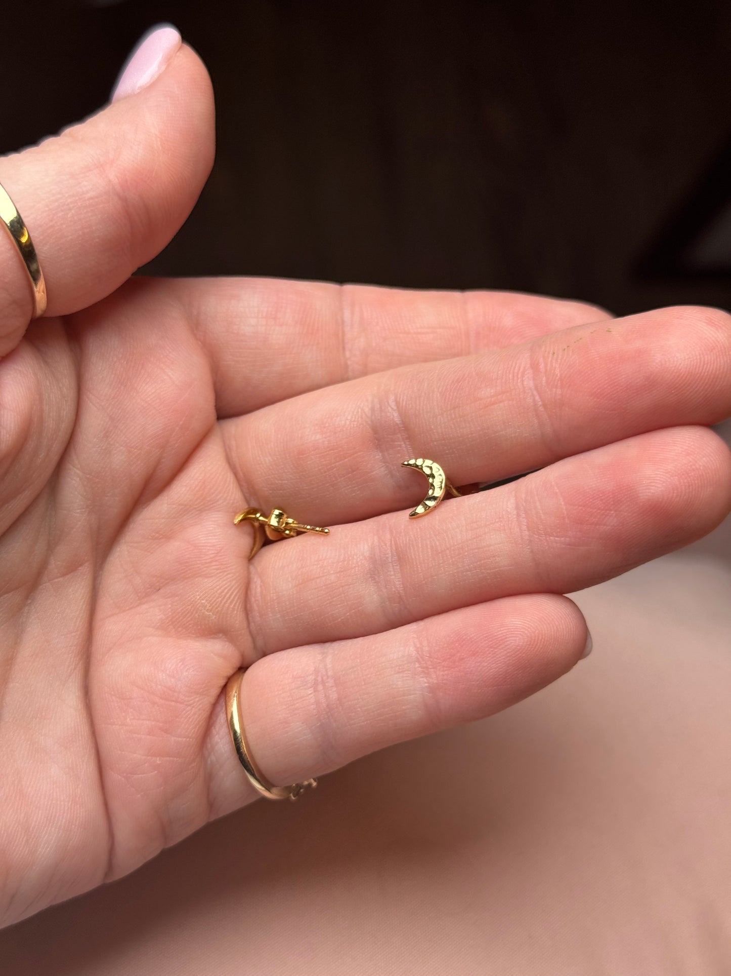 Sterling Vermeil Moon Stud Earrings