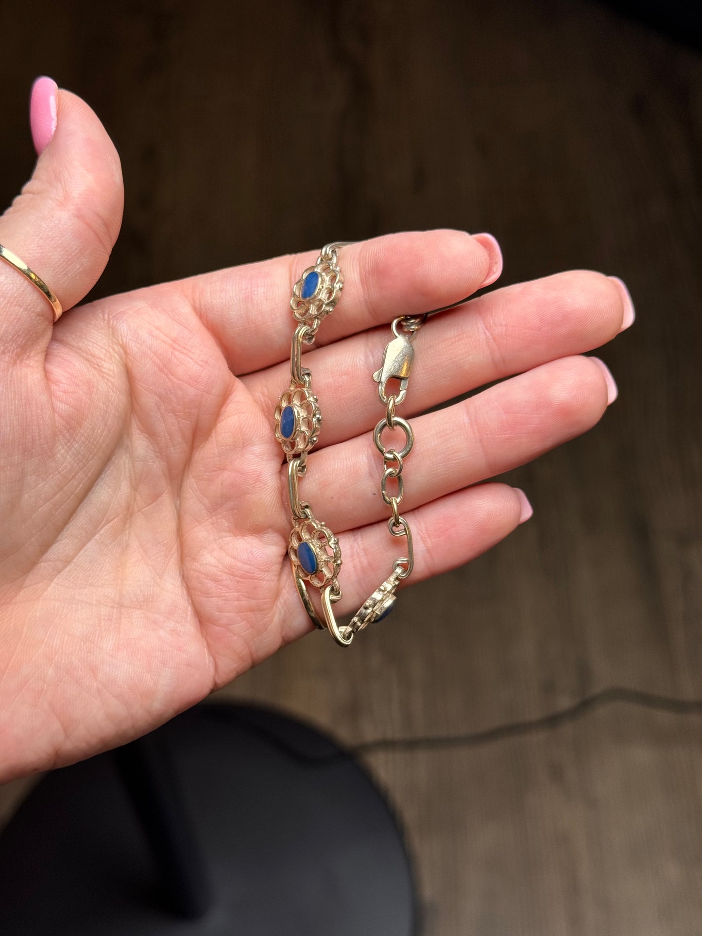 Sterling lapis bracelet size 6.5