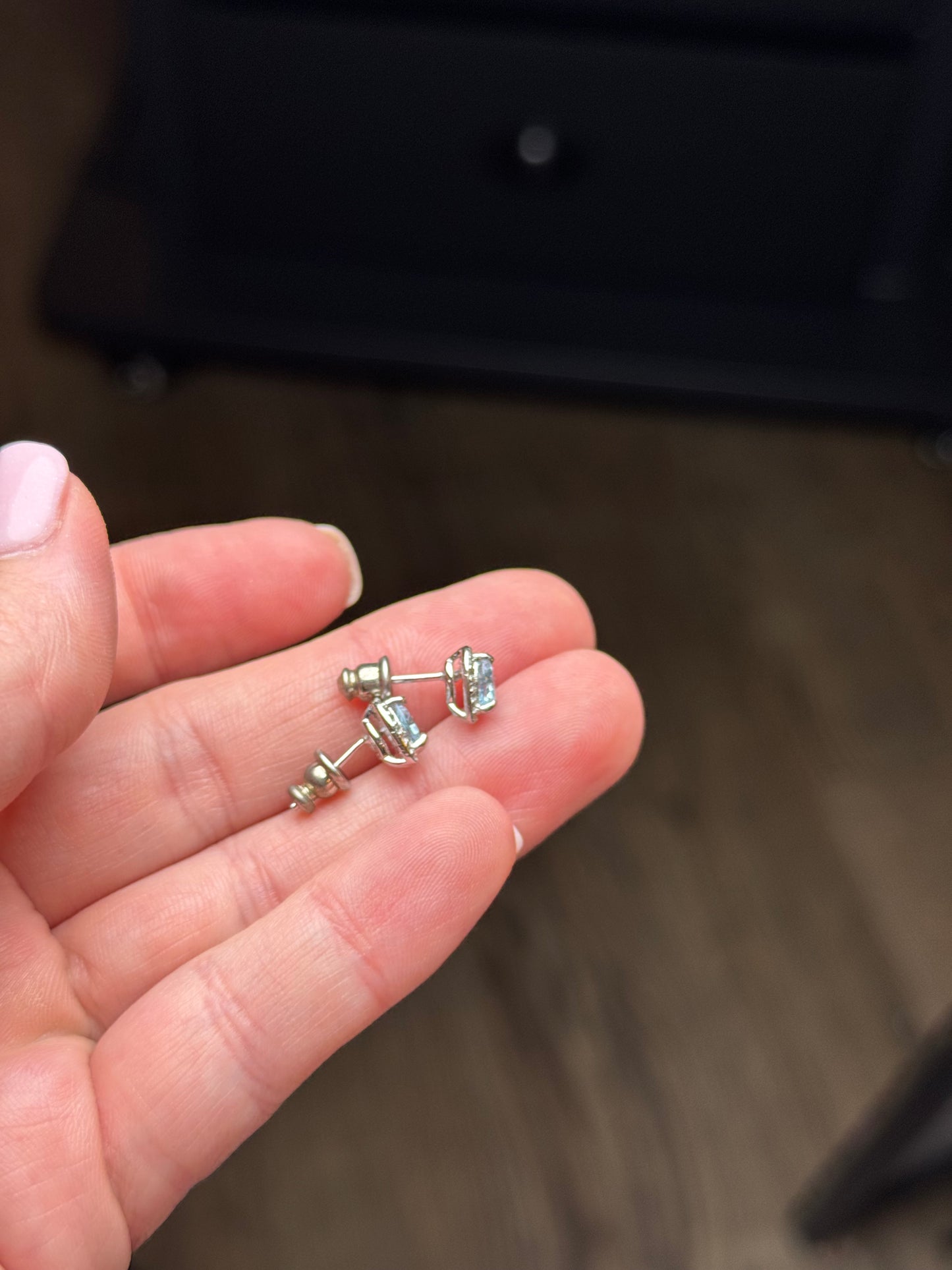 Sterling Topaz Heart Stud Earrings