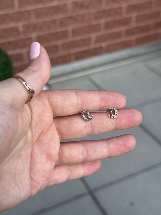Sterling Moon with Cat Stud Earrings