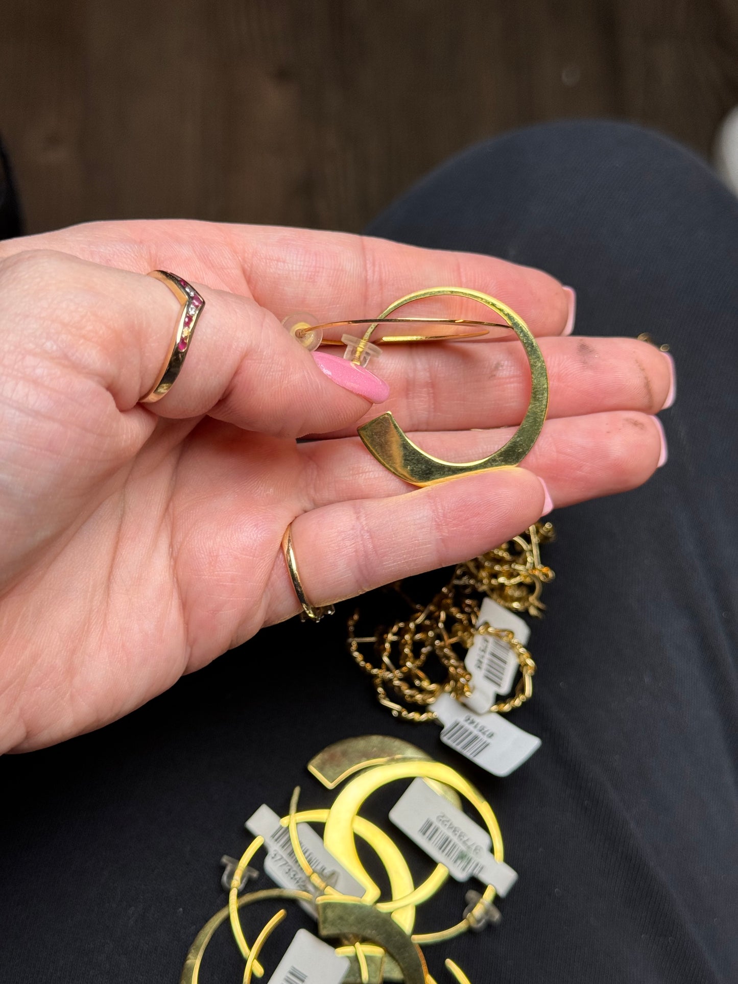 Sterling in gold earrings (new) - ~1.4 inch
