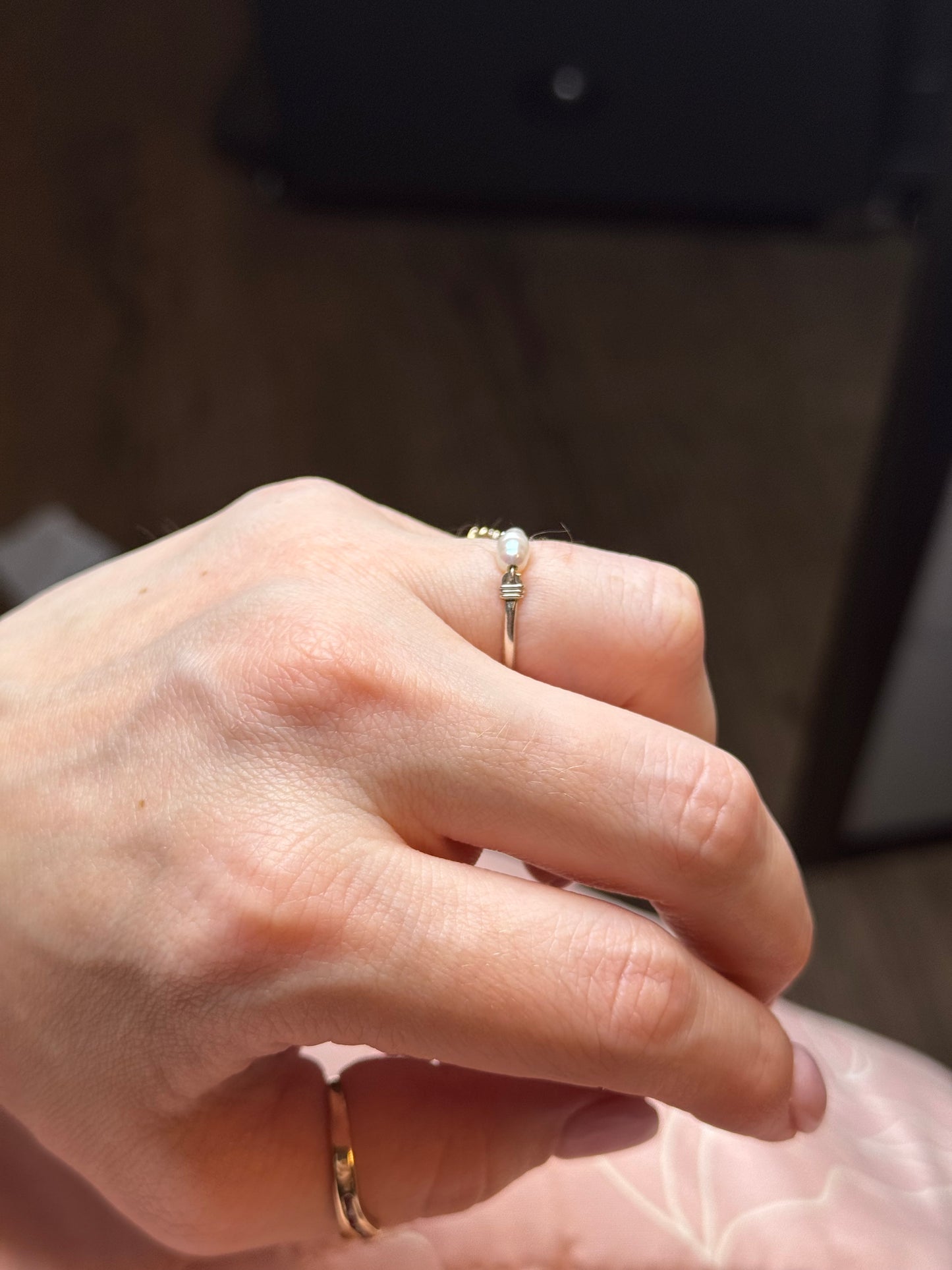 Sterling Pearl Ring - Size 6-6.25