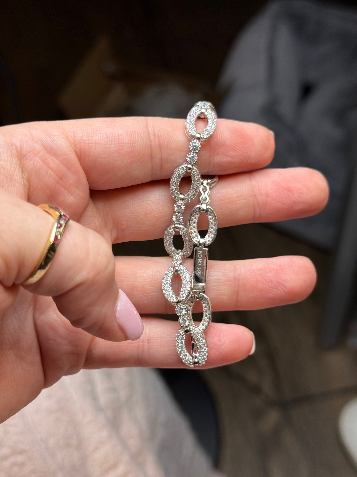 Sterling Glass or CZ Bracelet - Size 6.5