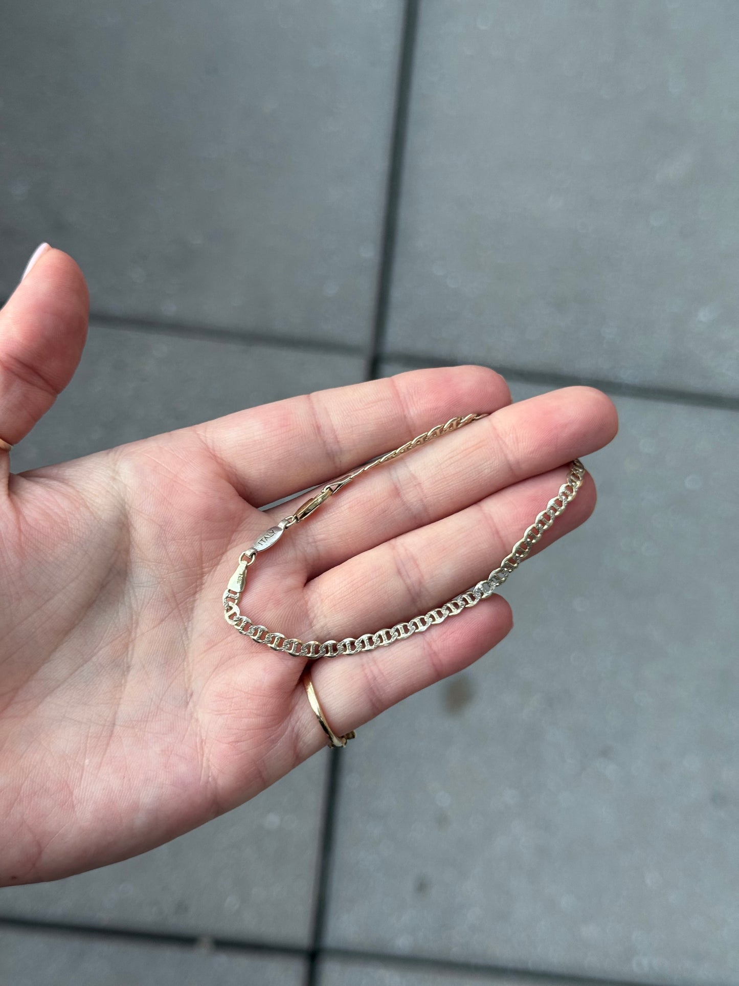 Sterling vermeil bracelet - two sided - size 7.5