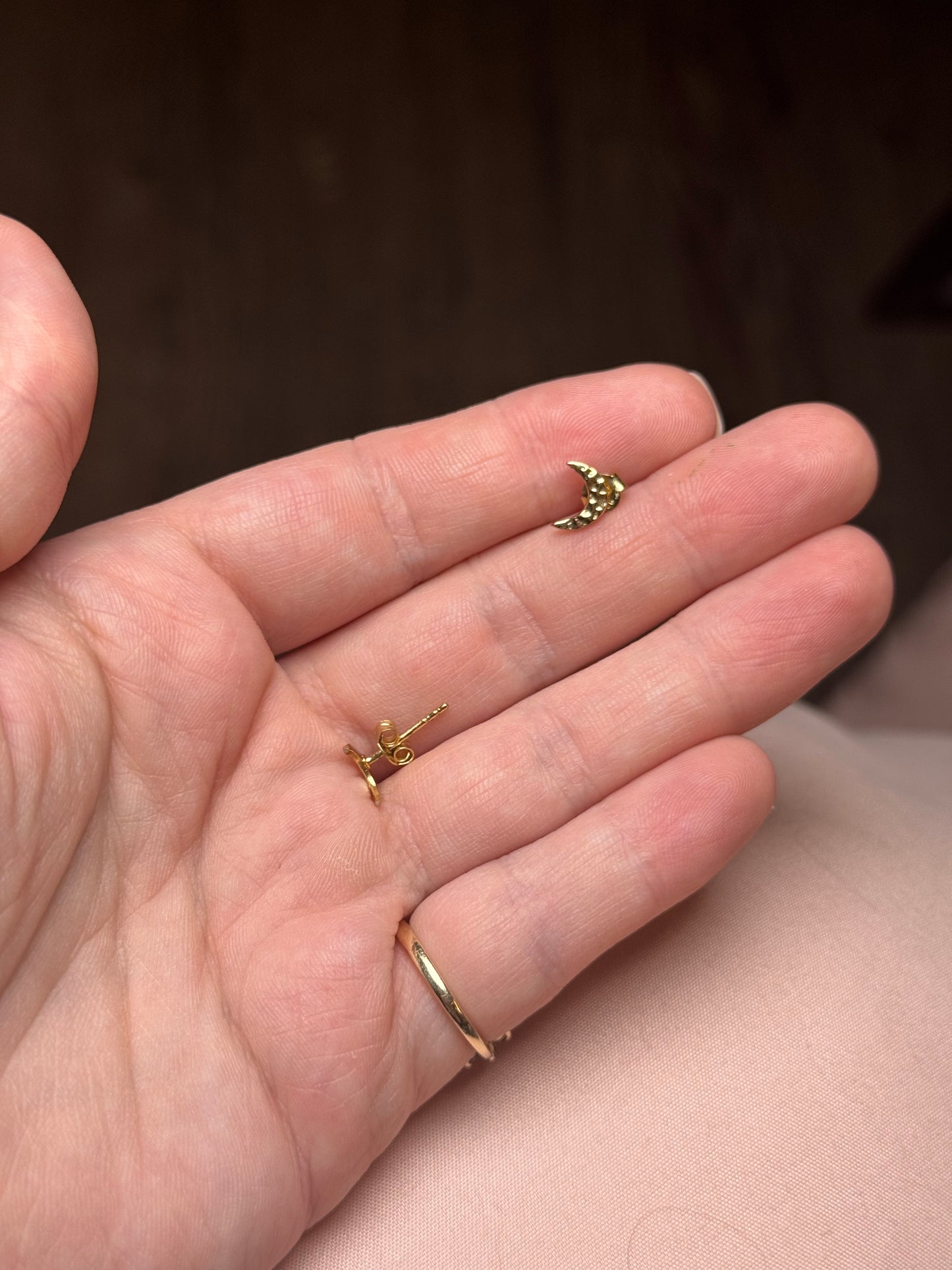 Sterling Vermeil Moon Stud Earrings