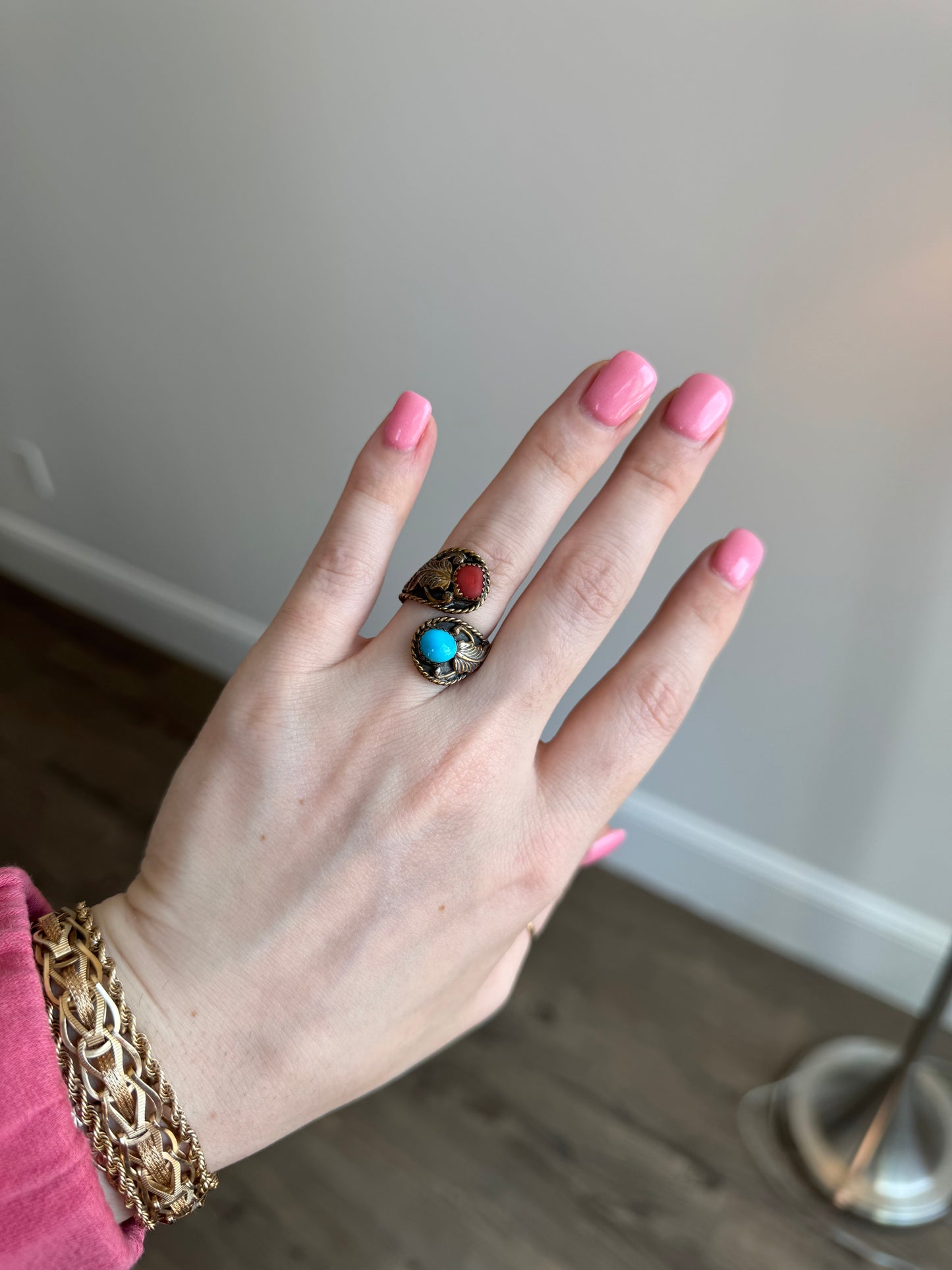 Sterling Gold Washed Ring - size 7.5 (flexible)