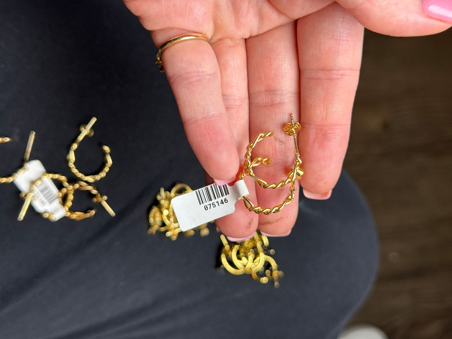 Sterling in gold earrings .75 inches