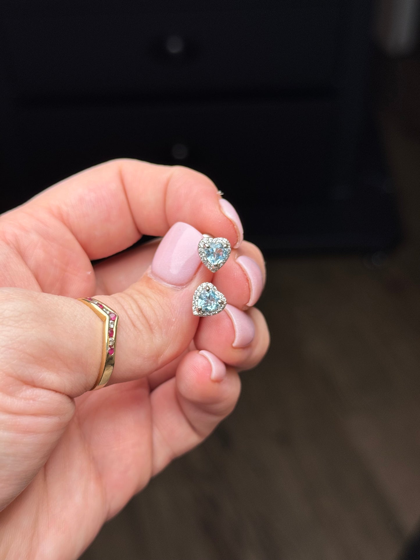 Sterling Topaz Heart Stud Earrings