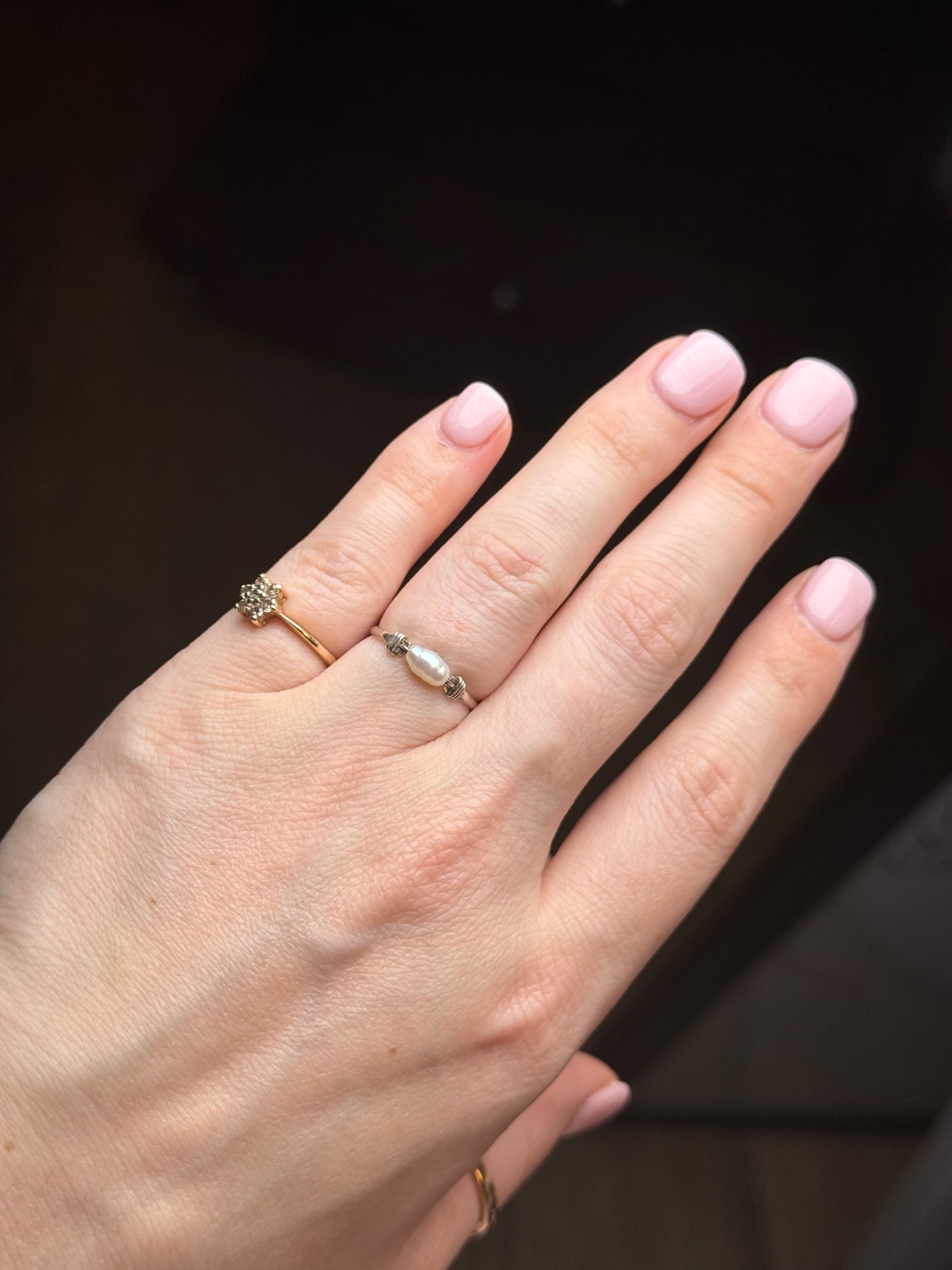 Sterling Pearl Ring - Size 6-6.25