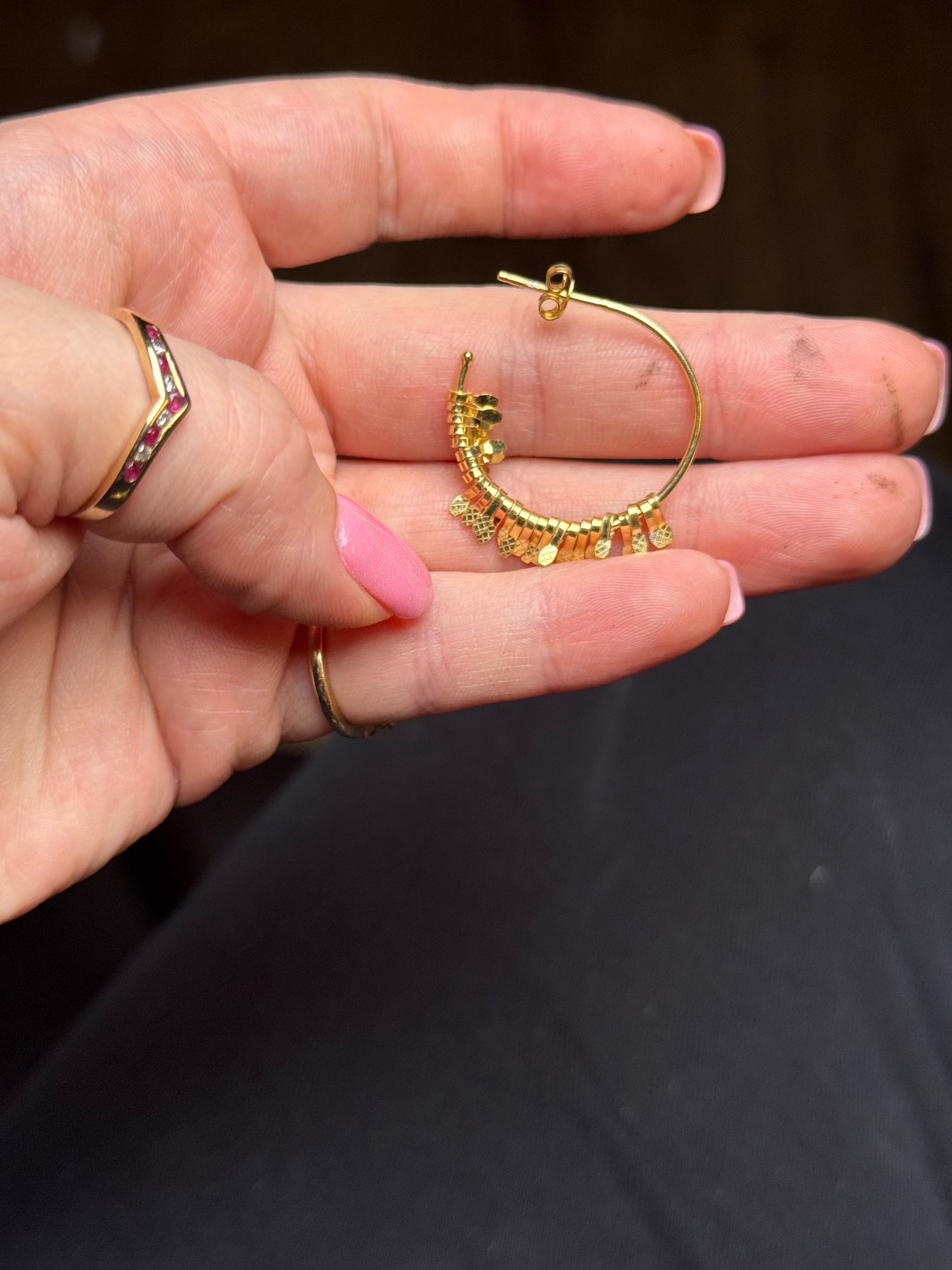 Sterling in gold earrings (removable charms)