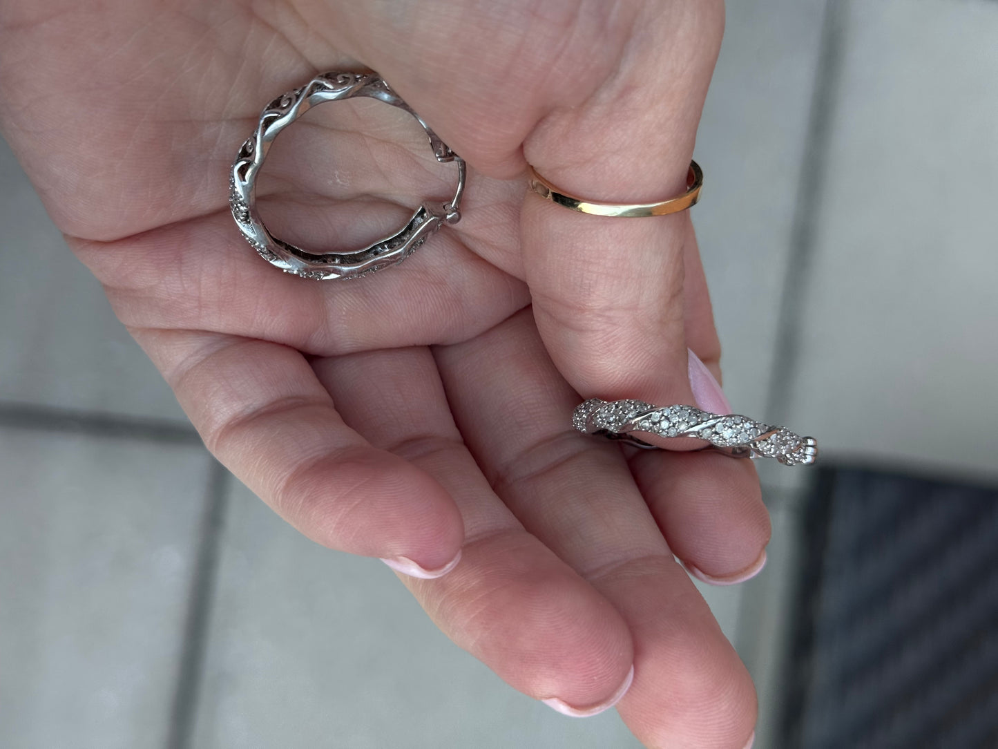 Sterling Diamond Hoops