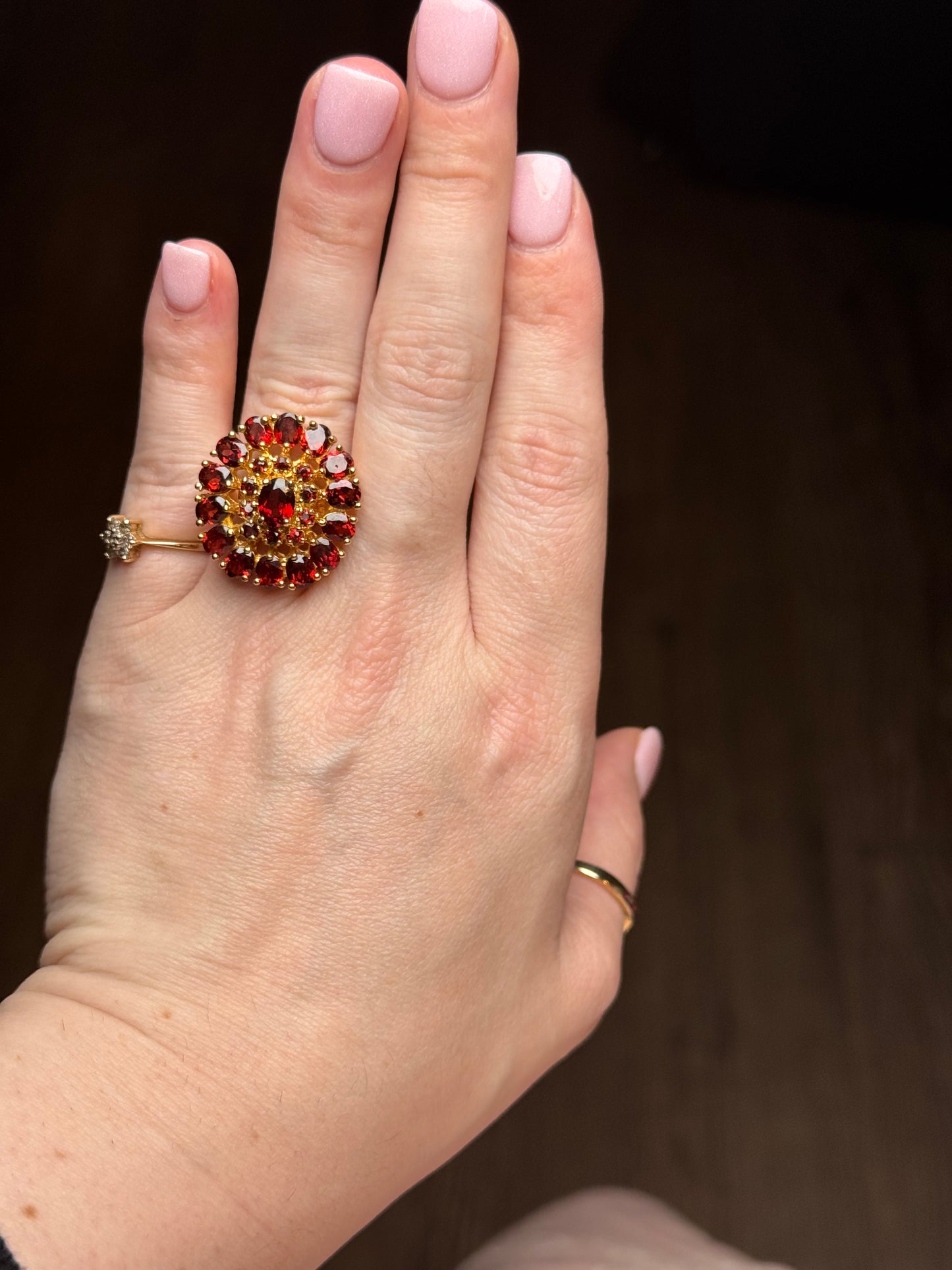 Sterling vermeil Garnet Ring - Size 6
