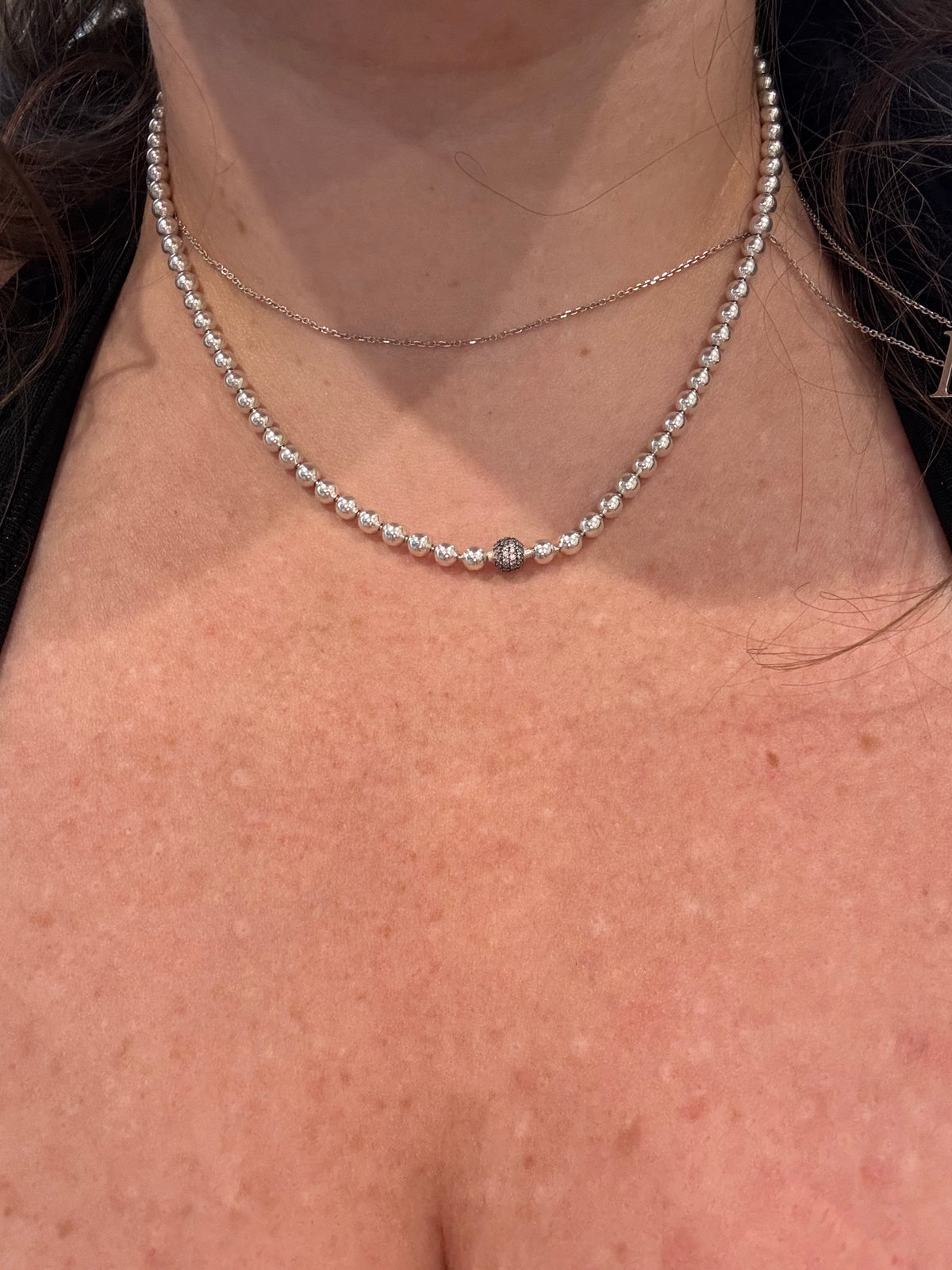 Pandora Sterling necklace with CZ center ball - 17 inches