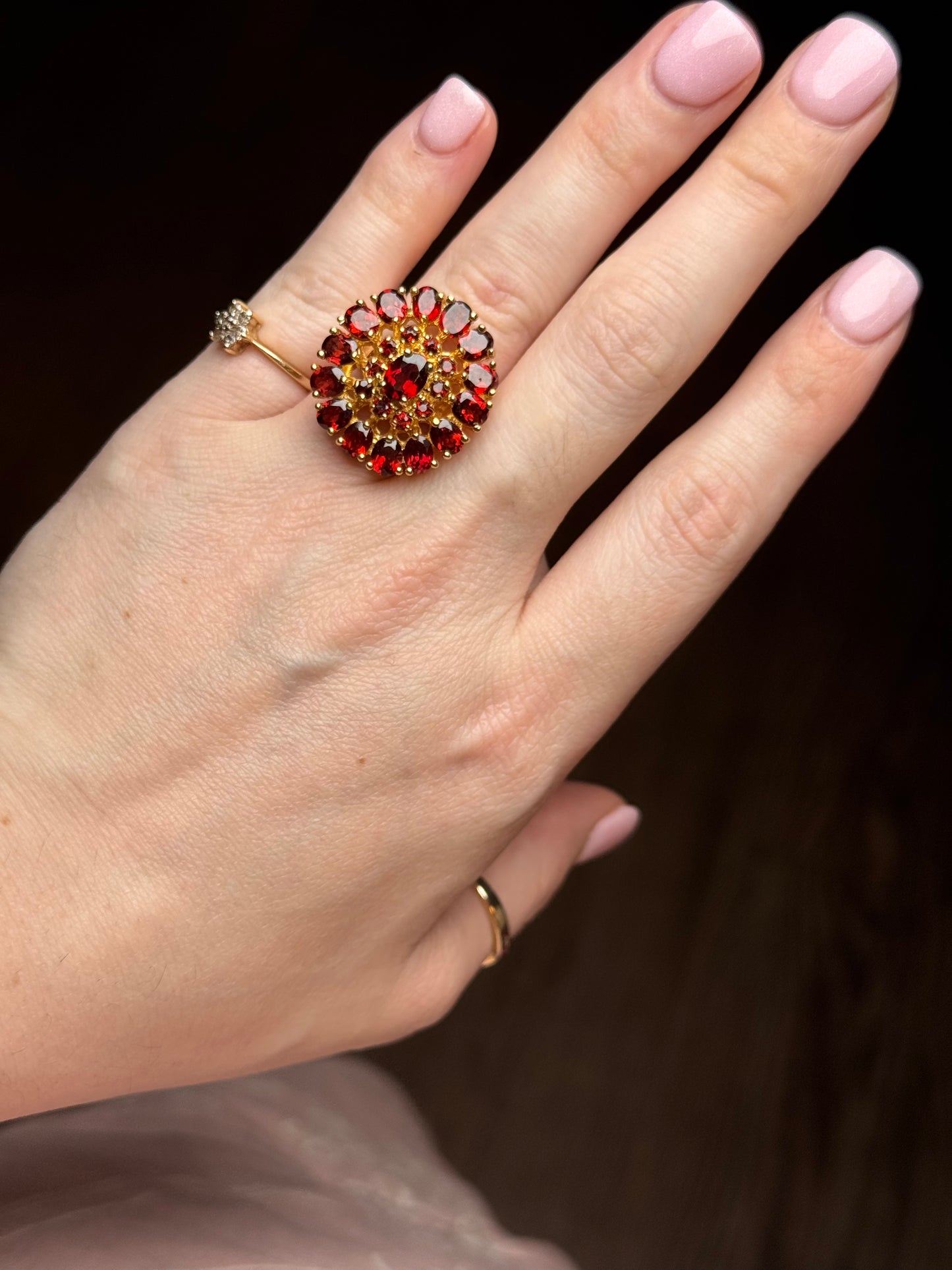 Sterling vermeil Garnet Ring - Size 6