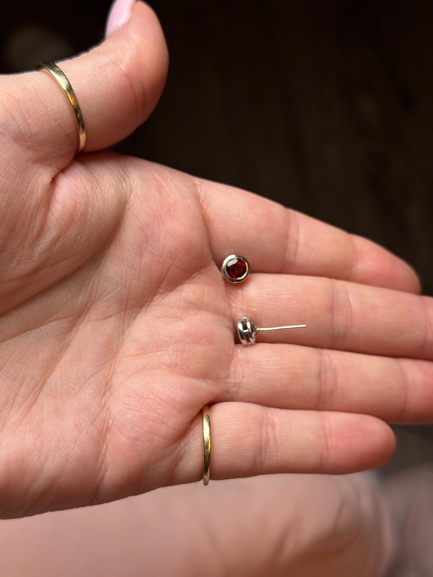 Sterling Garnet Stud Earrings (no backs)