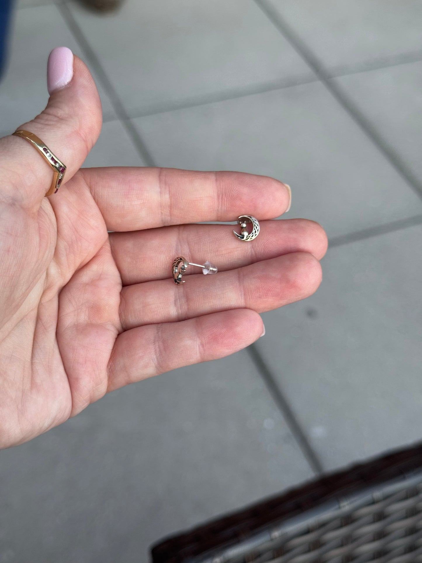 Sterling Moon with Cat Stud Earrings