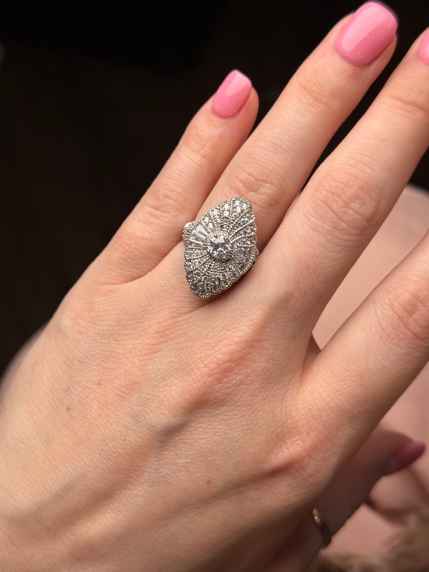 Sterling CZ or glass ring - size 6