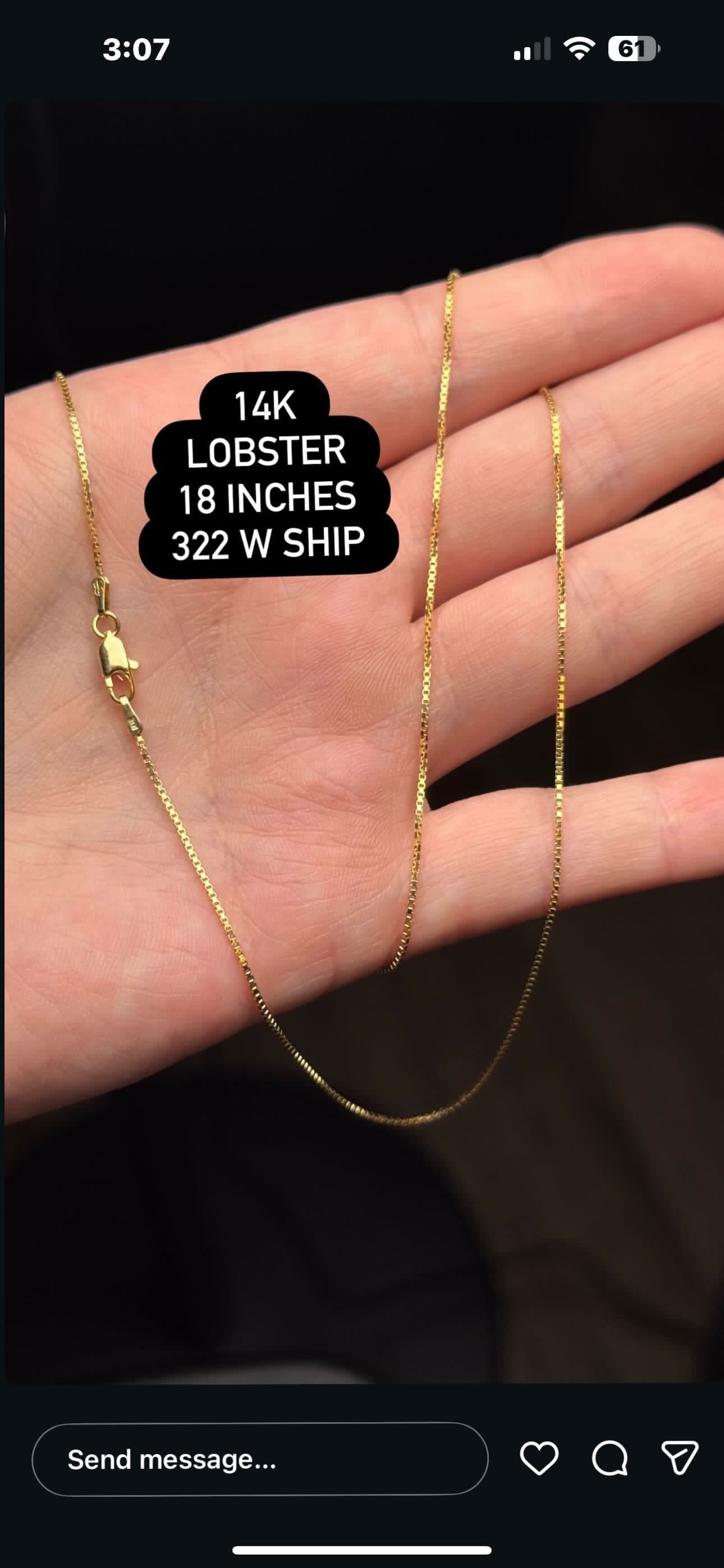 14k Lobster Box Chain - 18 inches