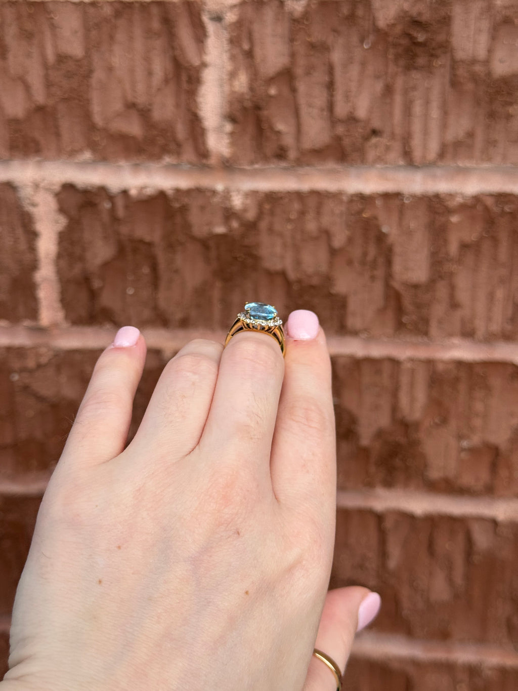 10K Gold Blue Topaz & Diamond Ring – Size 5