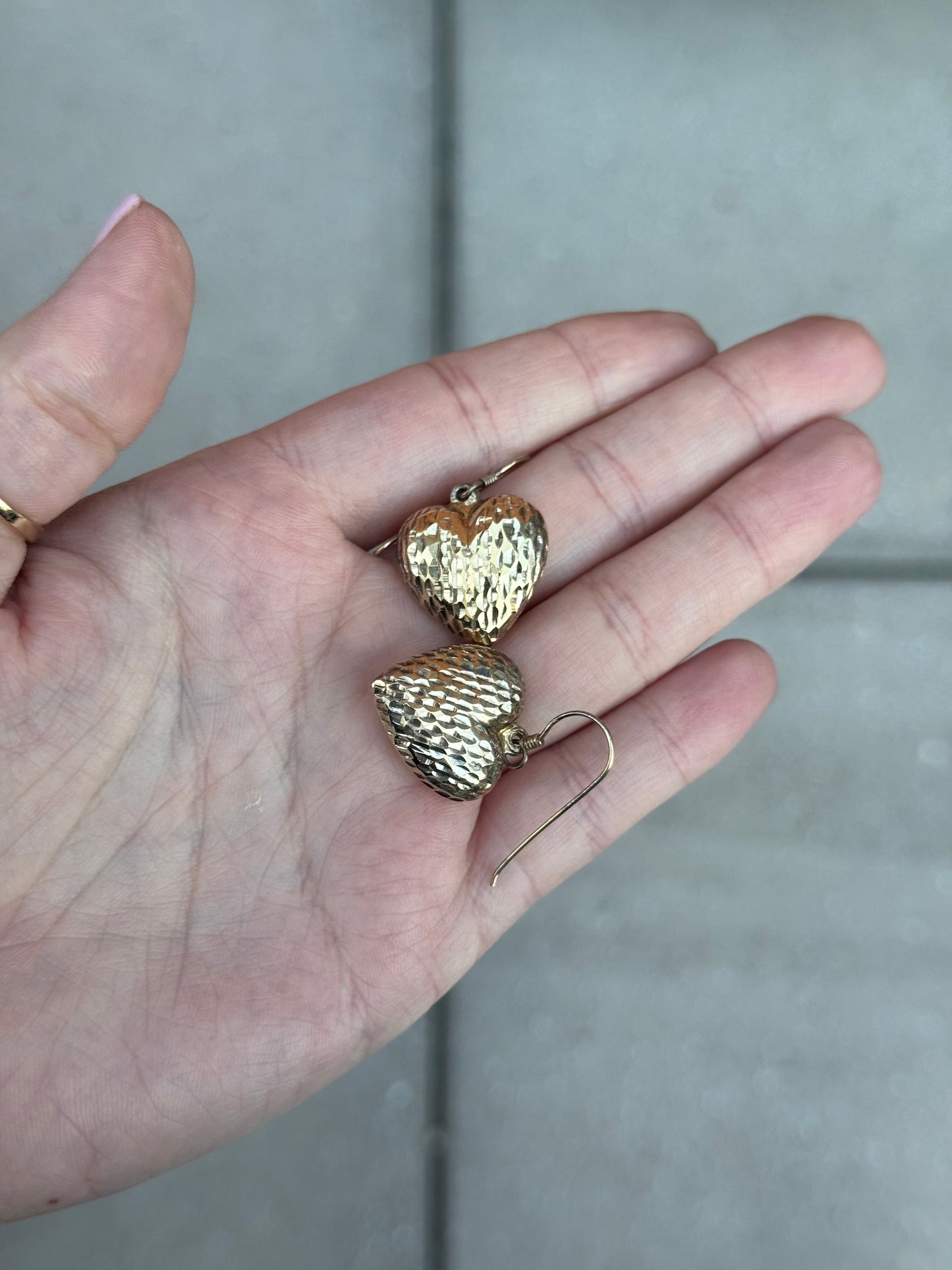 Sterling in Gold Puffy Heart Earrings