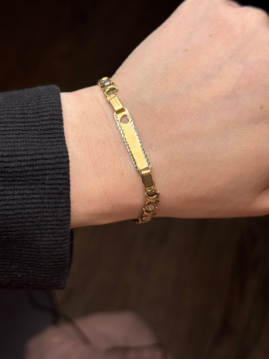 10K Two-Tone Engravable ID Bracelet