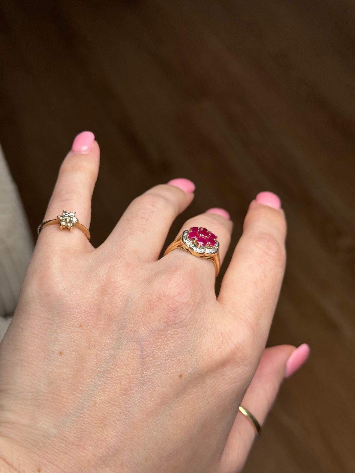 14k Ruby Diamond Ring - size 7-7.25