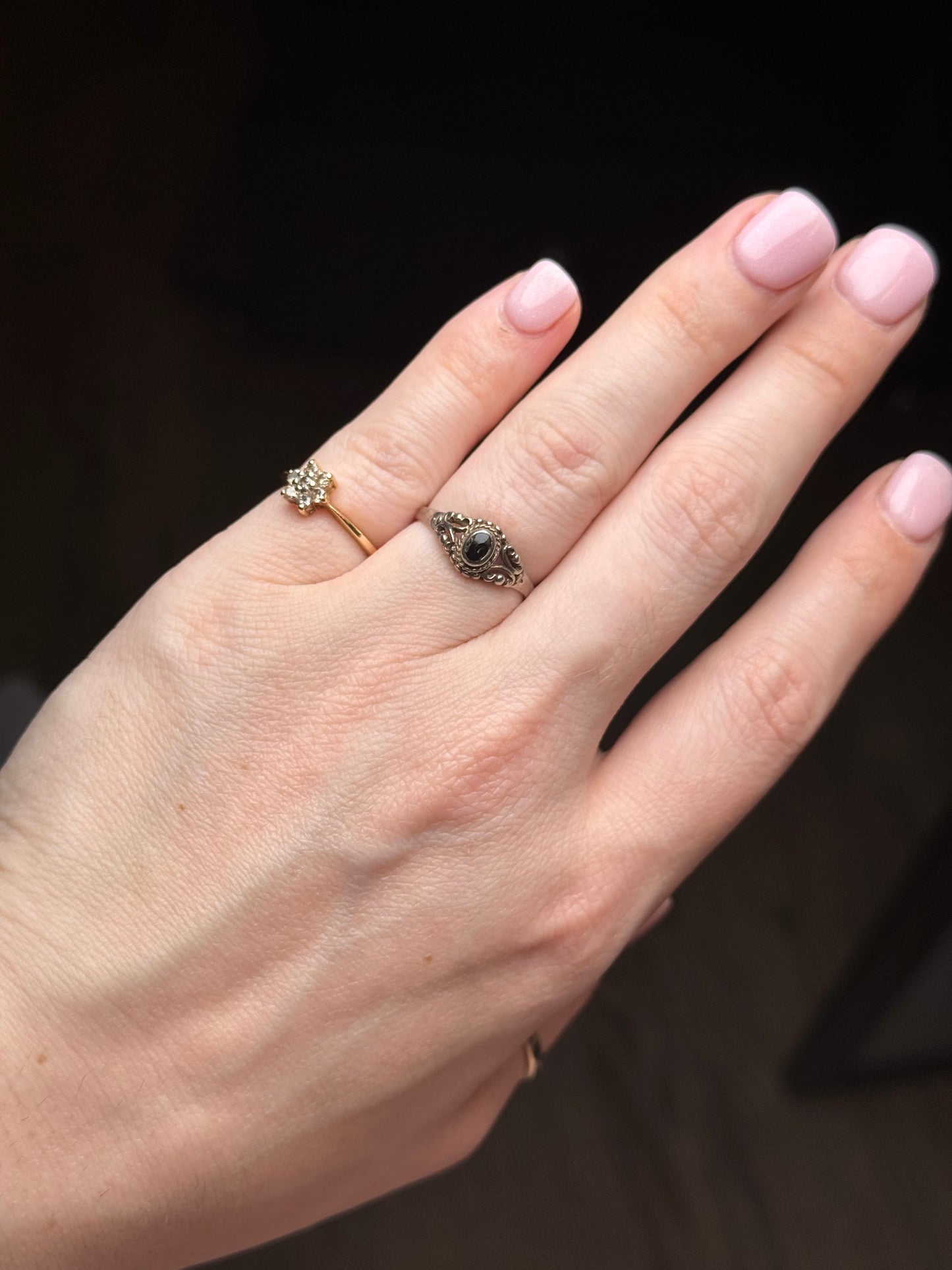 Sterling Onyx Ring - Size 6.75
