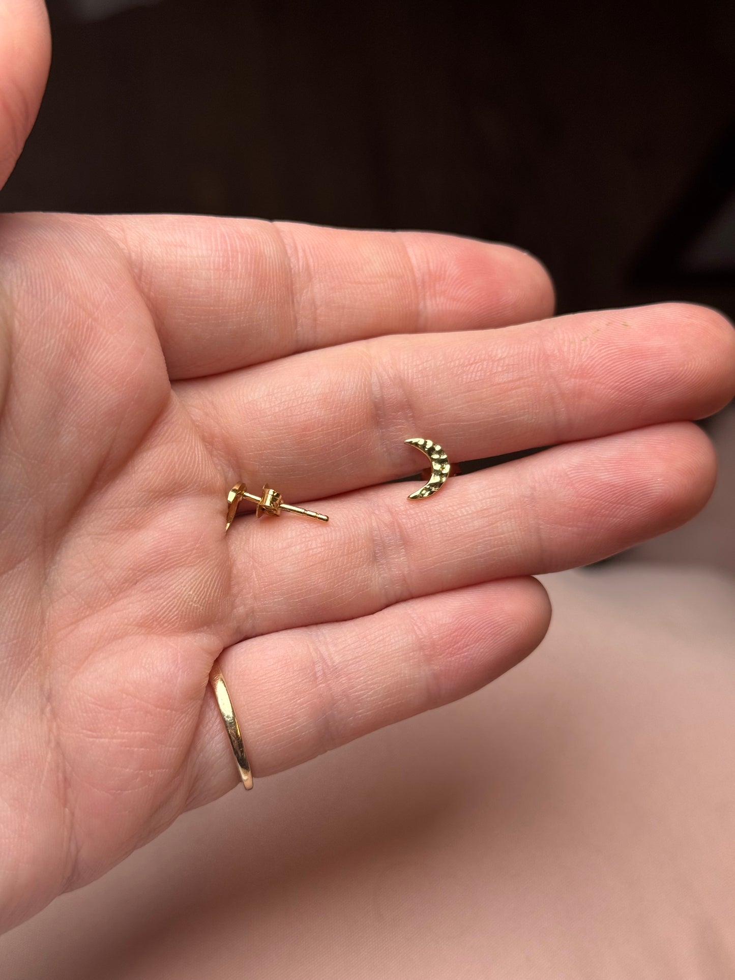 Sterling Vermeil Moon Stud Earrings