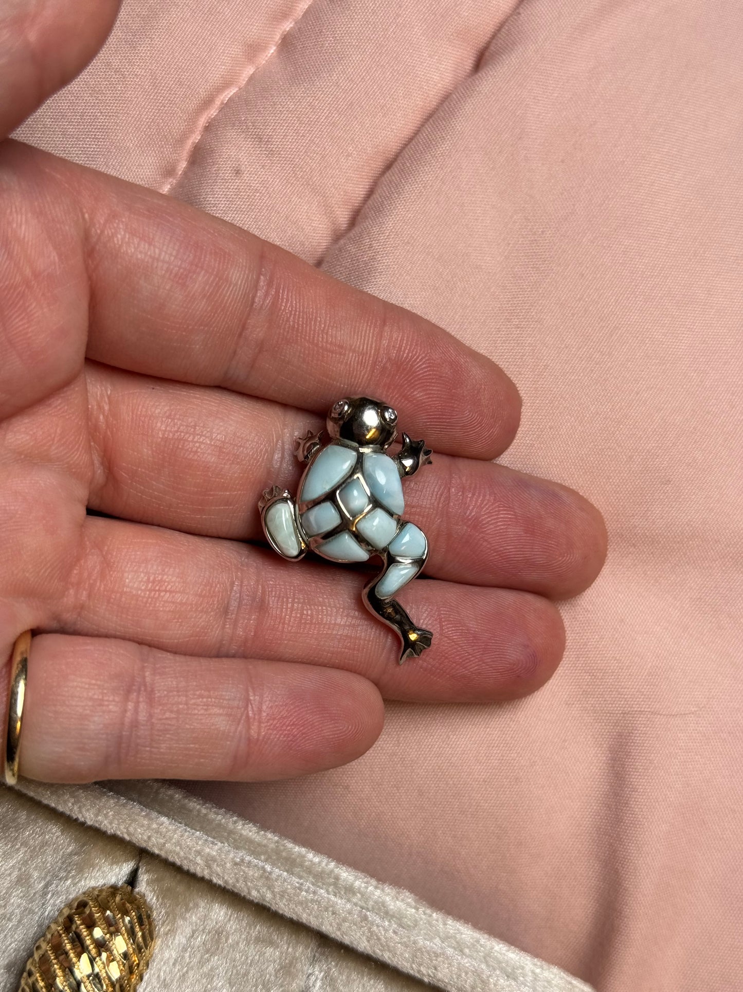 Sterling Larimar Frog Pendant